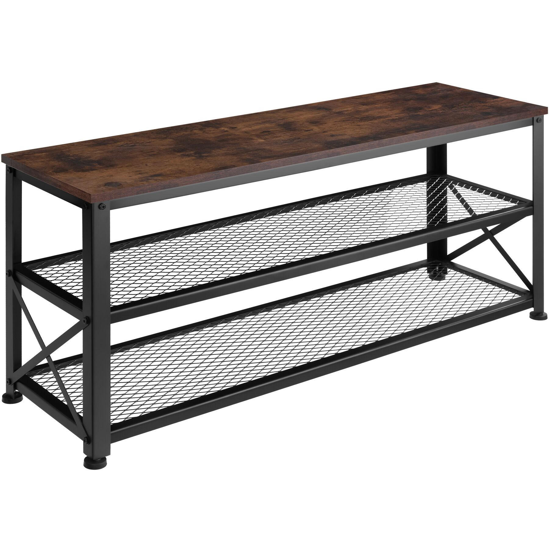 SCHUHREGAL Blackpool,101 x 30,5 x 45,5 cm,Industrial Holz dunkel, rustikal - Rostfarben, Holz (30.5/45.5/101cm) - tectake