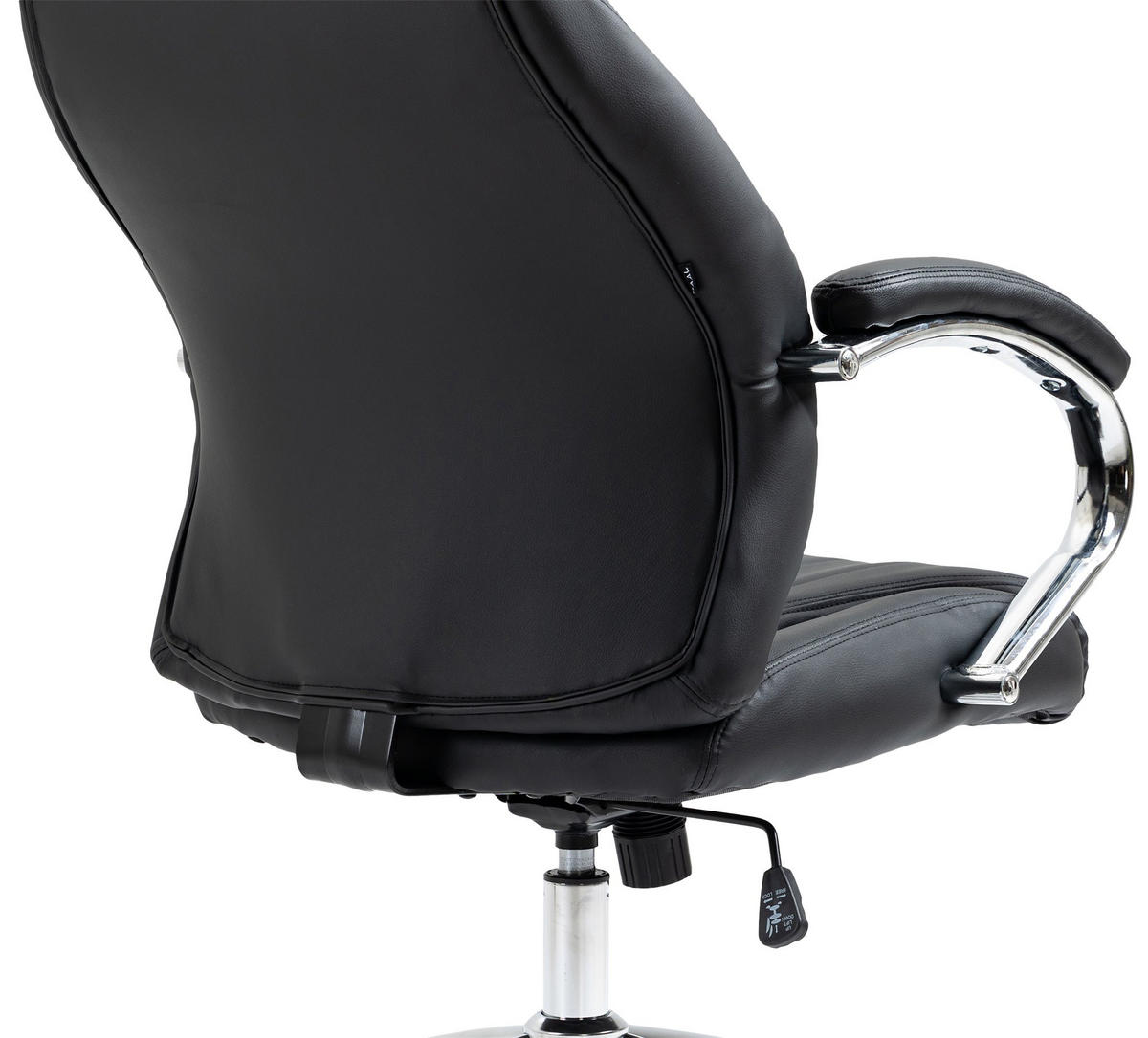 CHEFSESSEL Echtleder schwarz - Chromfarben/Schwarz, Leder/Metall (73/120/76cm) - CLP