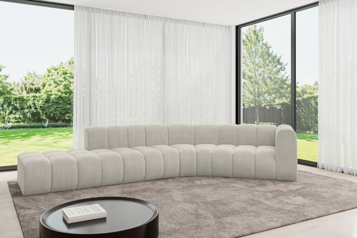 ECKSOFA modulares Sofa Tilmo-L1 - 399x194x70 cm Creme - Hellgrau/Creme, Holzwerkstoff/Textil (399/194cm) - ALTDECOR