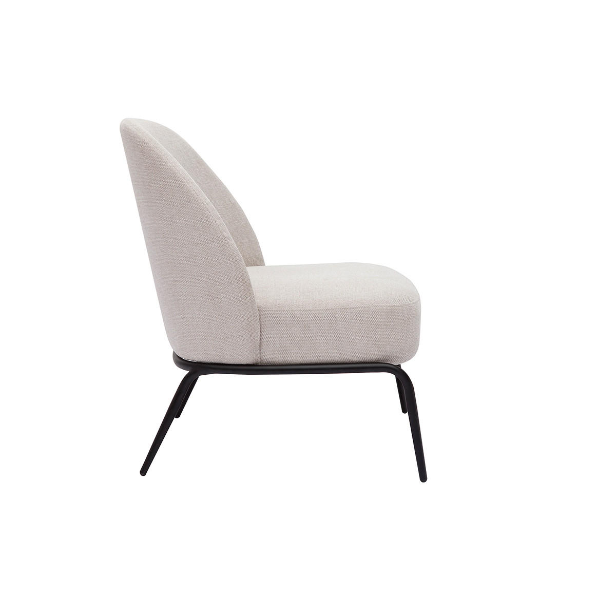 SESSEL Beiges Samtdesign Schwarzes Metallfu? BREGO - Beige, Textil (72.5/79/66cm) - Miliboo