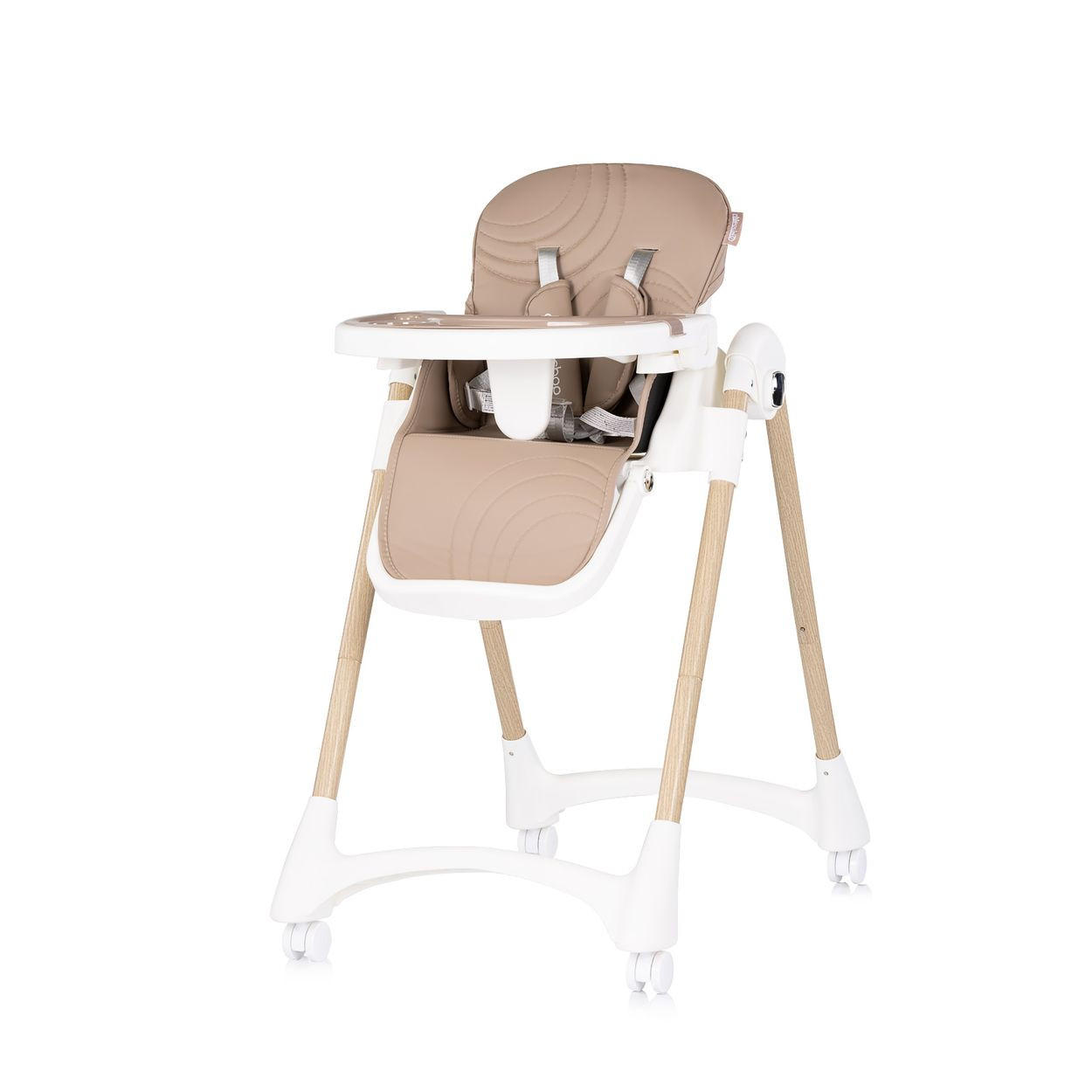 HOCHSTUHL Candy Shop weiß beige 4 Räder, verstellbare Fußstütze, faltbar, Sicherheitsgurt, Tablett - Beige, Metall (49/96/83cm) - Chipolino