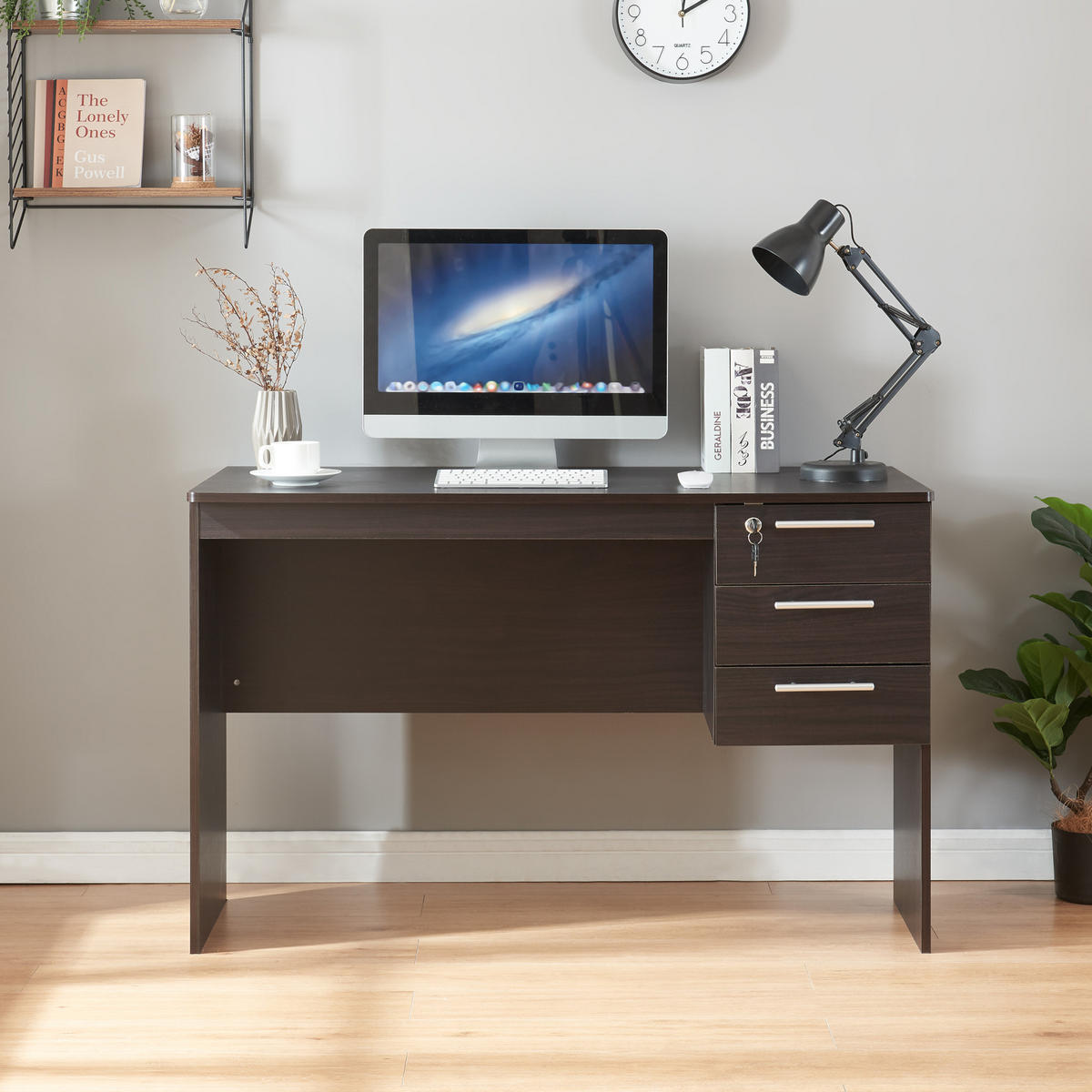 SCHREIBTISCH Ragunda - Dunkelbraun, Holzwerkstoff (59/120/75cm) - [en.casa]