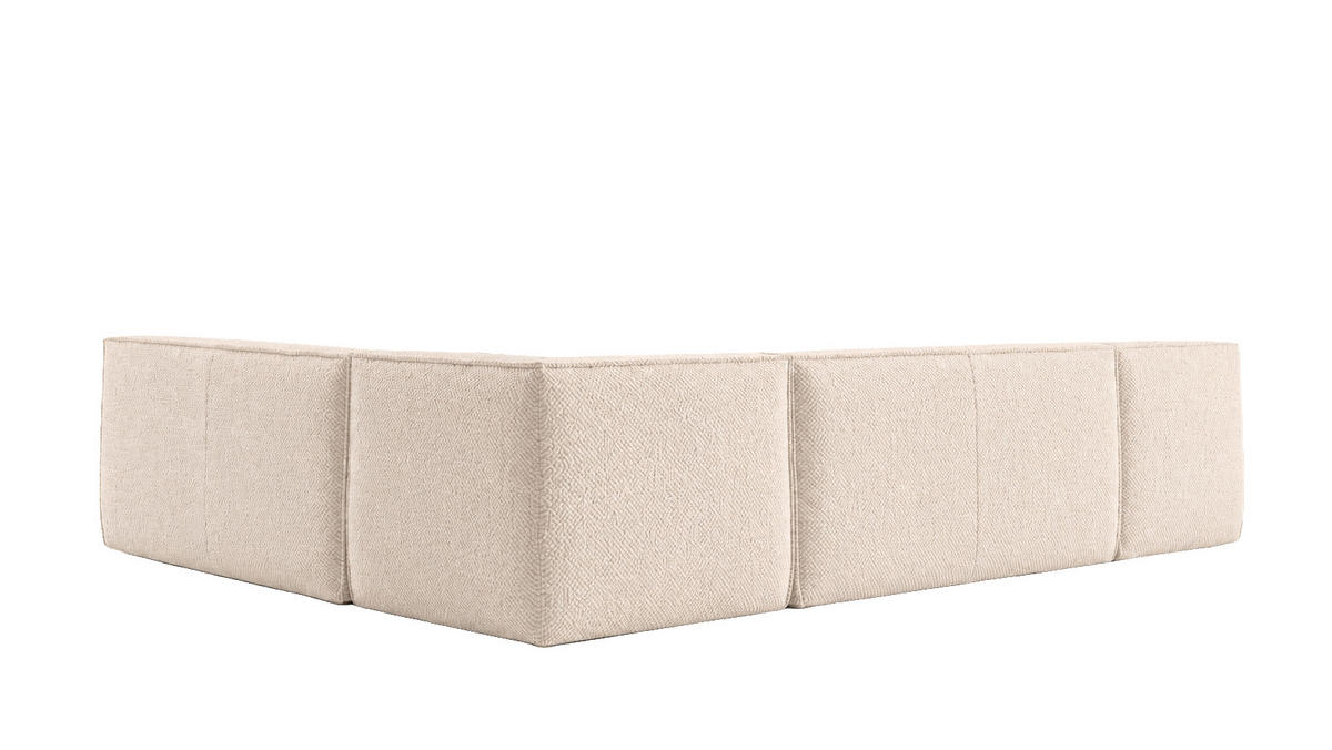 ROHOVÁ SEDAČKA modulární ve tvaru L, plyšová tkanina Pop, Krémová, Levá strana, LAZY L - krémová, dřevo (333/253cm) - Kaiser Möbel