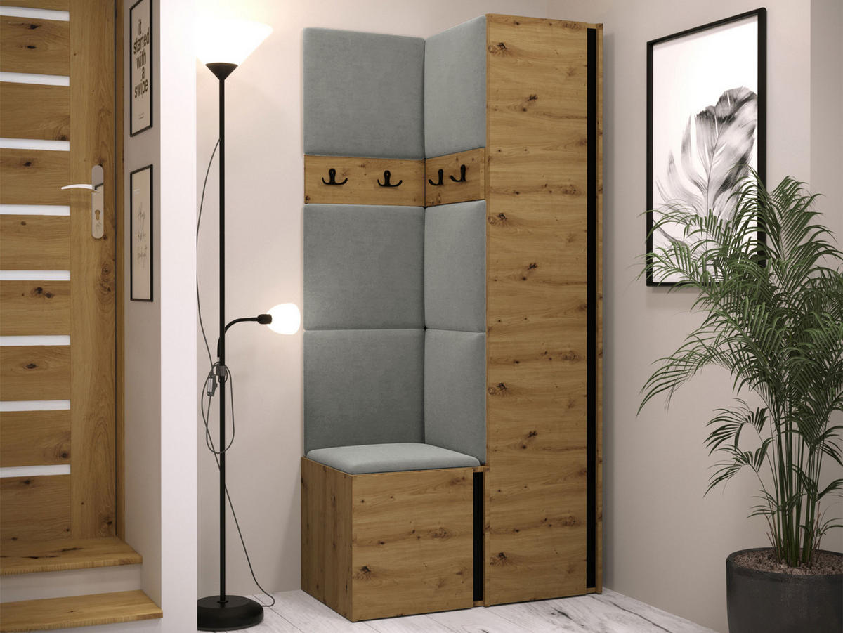GARDEROBEN-SET Orion XXIV - Eiche Artisan/Grau, Holzwerkstoff/Kunststoff (82/186/46cm) - MIRJAN24