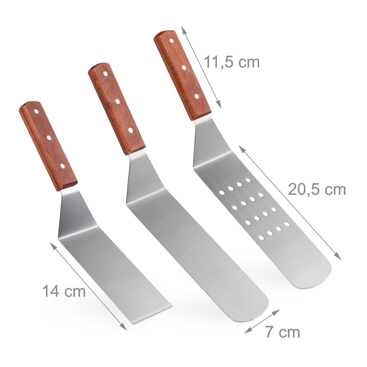 3XGRILL-PFANNENWENDER - Multicolor, Holz/Metall (36cm) - Relaxdays