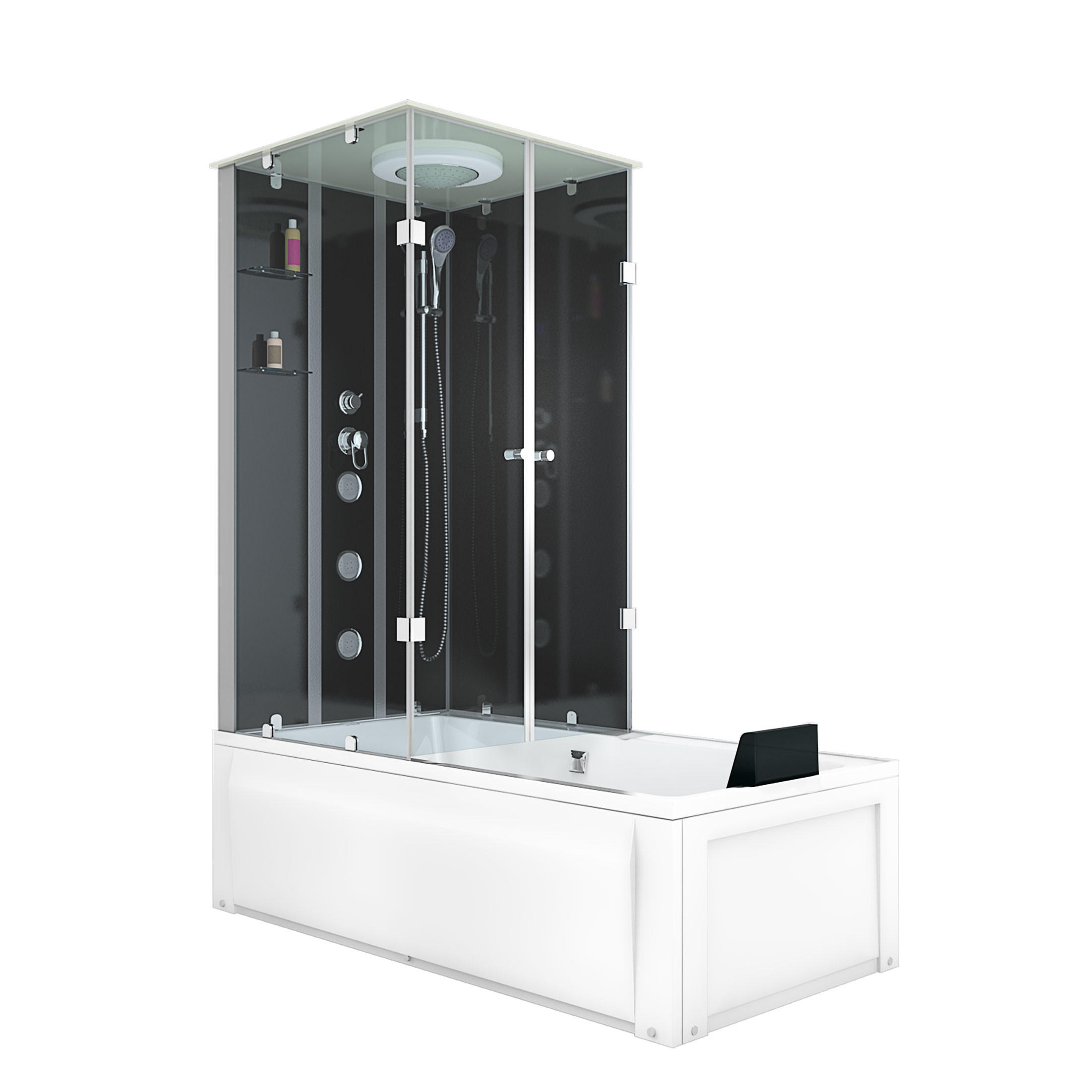 WHIRLPOOL Dusche Kombination K05-R30-WP-EC 90x180 cm - Schwarz, Glas/Kunststoff (180/225/90cm) - AcquaVapore by Sandra Jentho