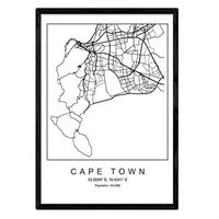 POSTER Kapstadt Stadtkarte – Nordisch A3 Schwarzer Rahmen - Schwarz, Papier (29.7/5/42cm) - Nacnic