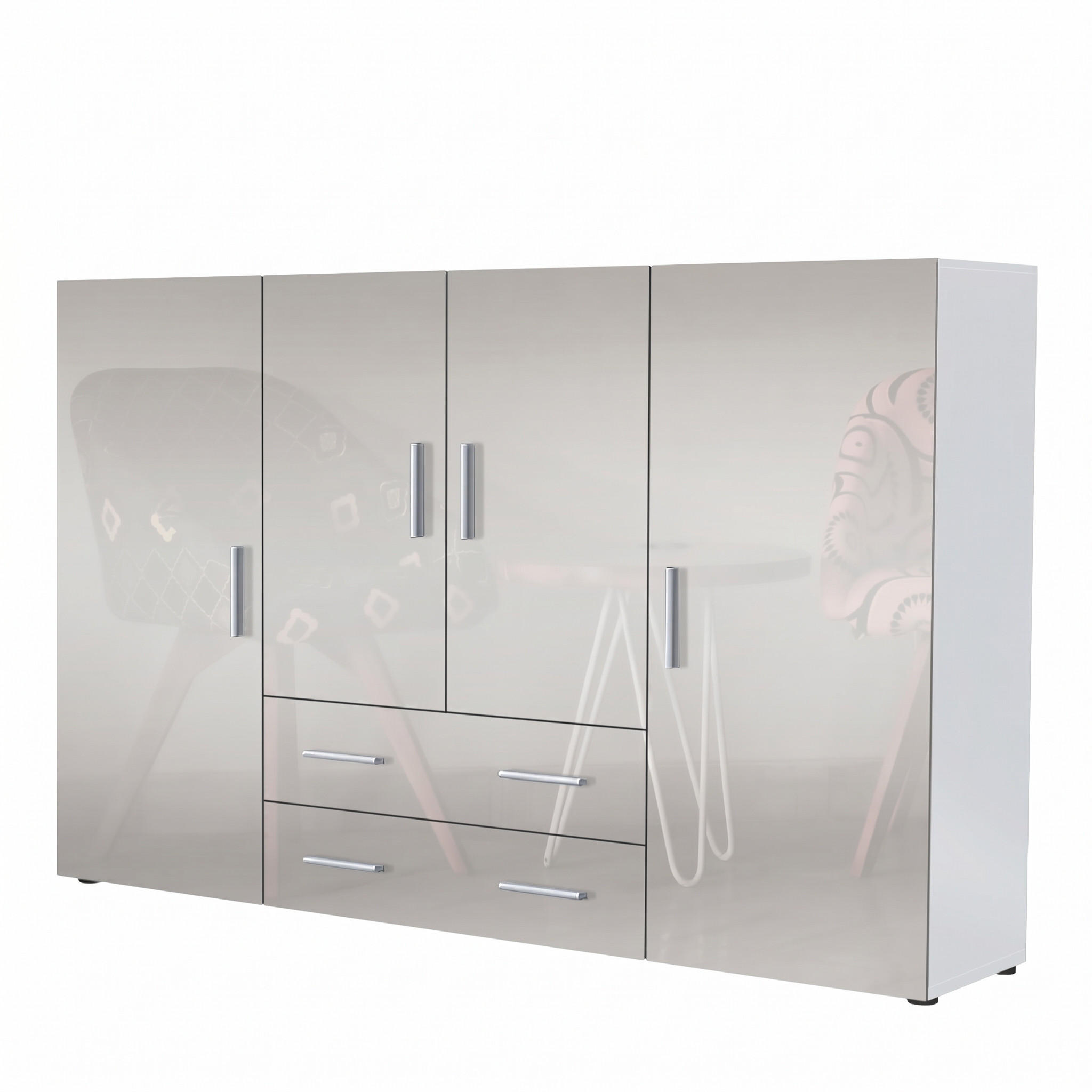 HIGHBOARD Nora Front in Sandgrau Hochglanz - Sandfarben, Holzwerkstoff (166/106/35cm) - Vladon
