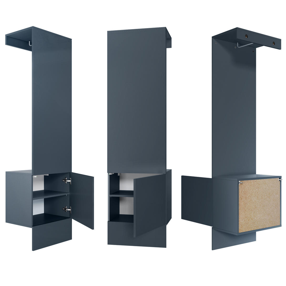 GARDEROBE Carlton Royal Blau - Dunkelblau, Holzwerkstoff (52/193/35cm) - Vladon