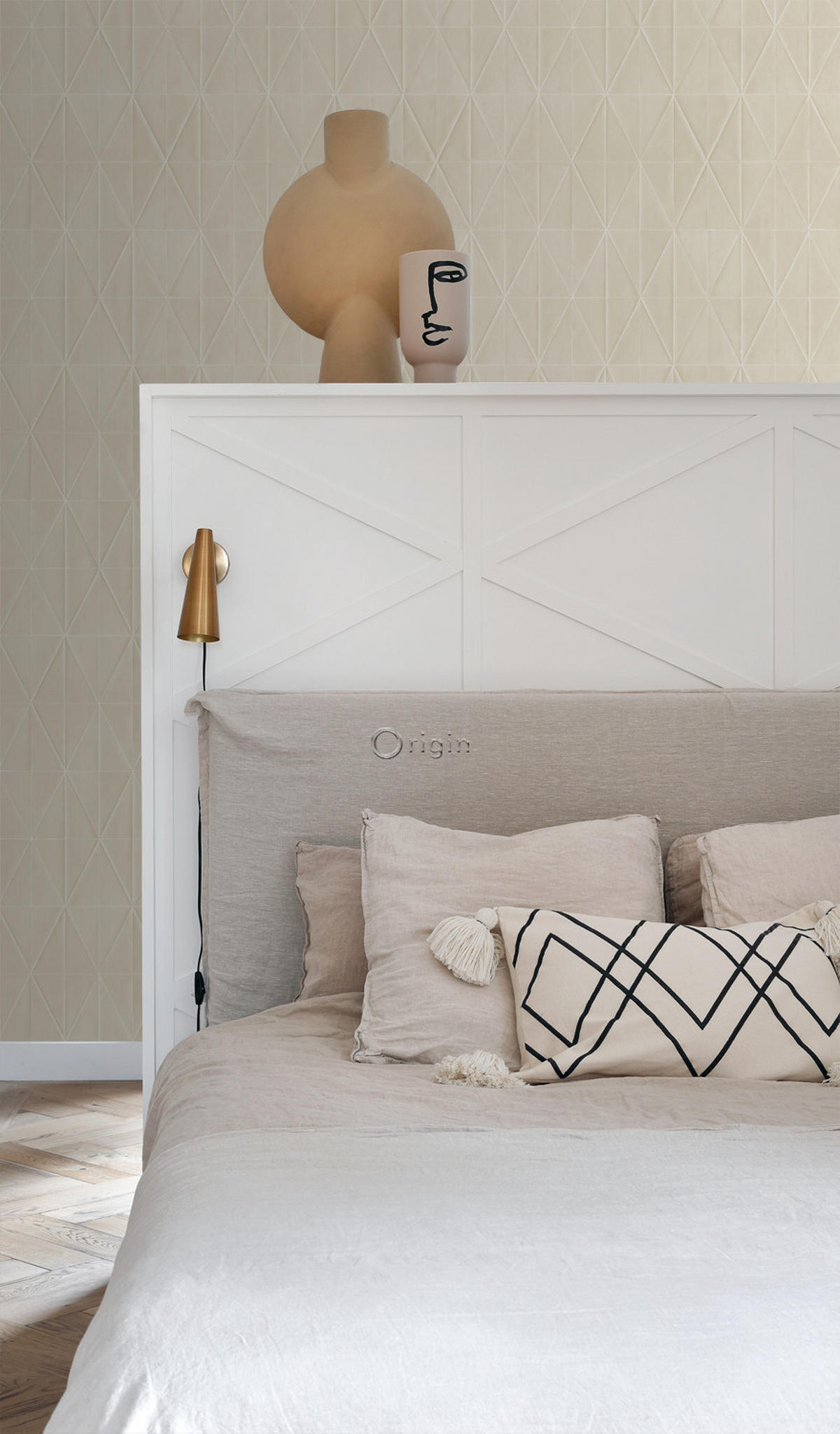 TAPETE Origami-Muster 53 cm x 10.05 m - Beige, Papier (53/1000cm) - Origin Wallcoverings