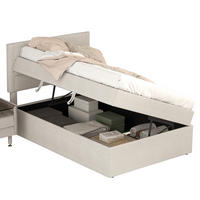 POLSTERBETT 90/200 cm Beige mit Stauraum und Lattenrost - Beige, Holzwerkstoff (90/200cm) - Flora Grace