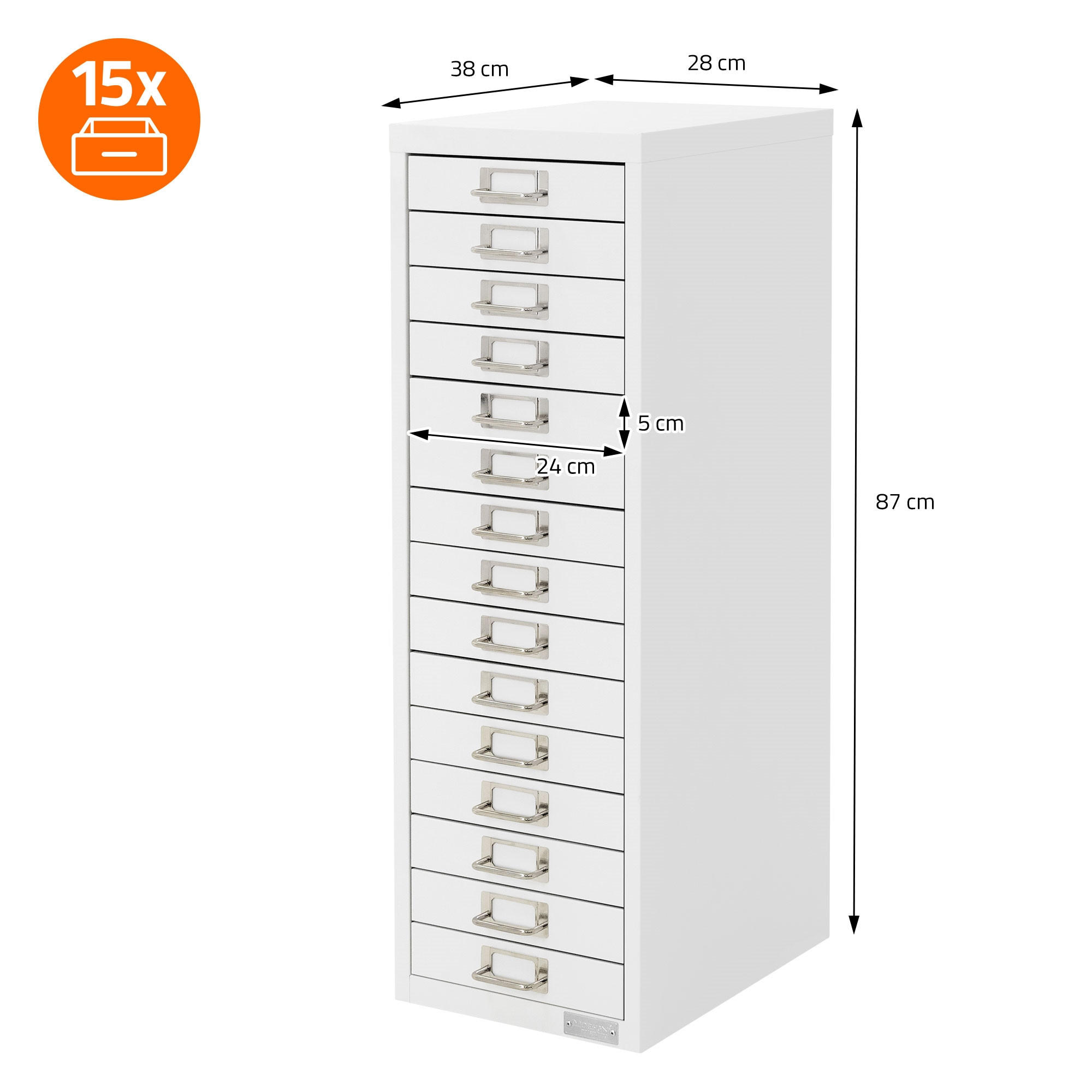 AKTENSCHRANK - Weiß, Metall (28/87/38cm) - ML-DESIGN