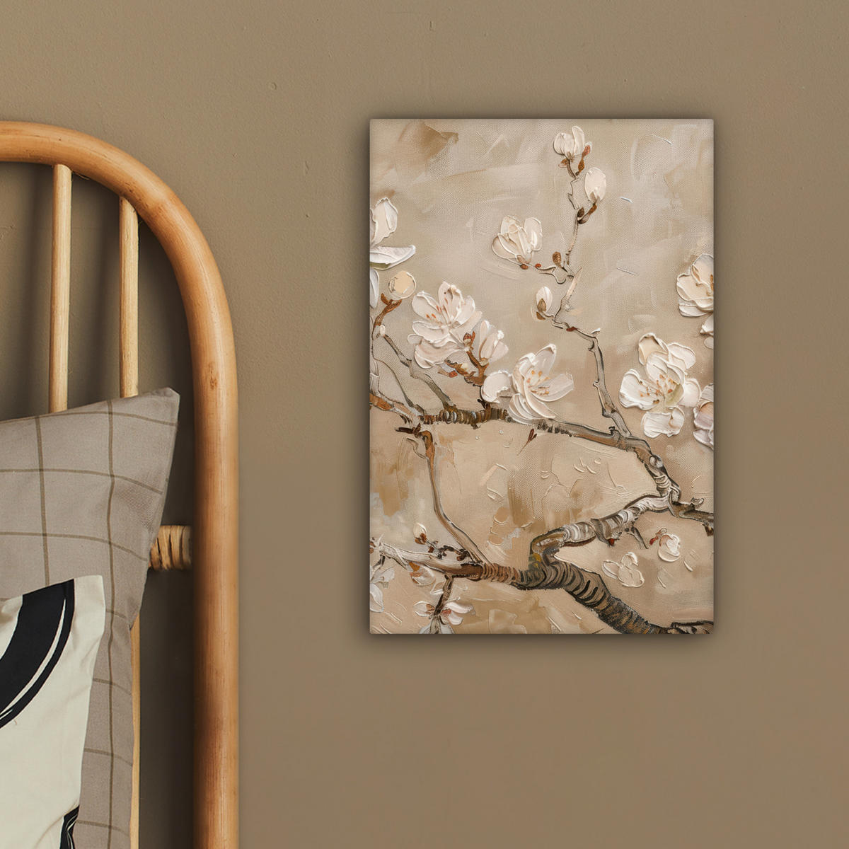 LEINWANDBILD - Blumen - Modern - Beige - Weiß - Blüte - 20x30 - Bilder - Beige, Textil (20/30cm) - MuchoWow