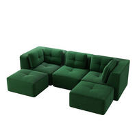 ECKSOFA 297/177/69 cm grün aus Cord mit modularem Design und tiefer Sitzfläche - Grün, Textil (177/297cm) - OKWISH