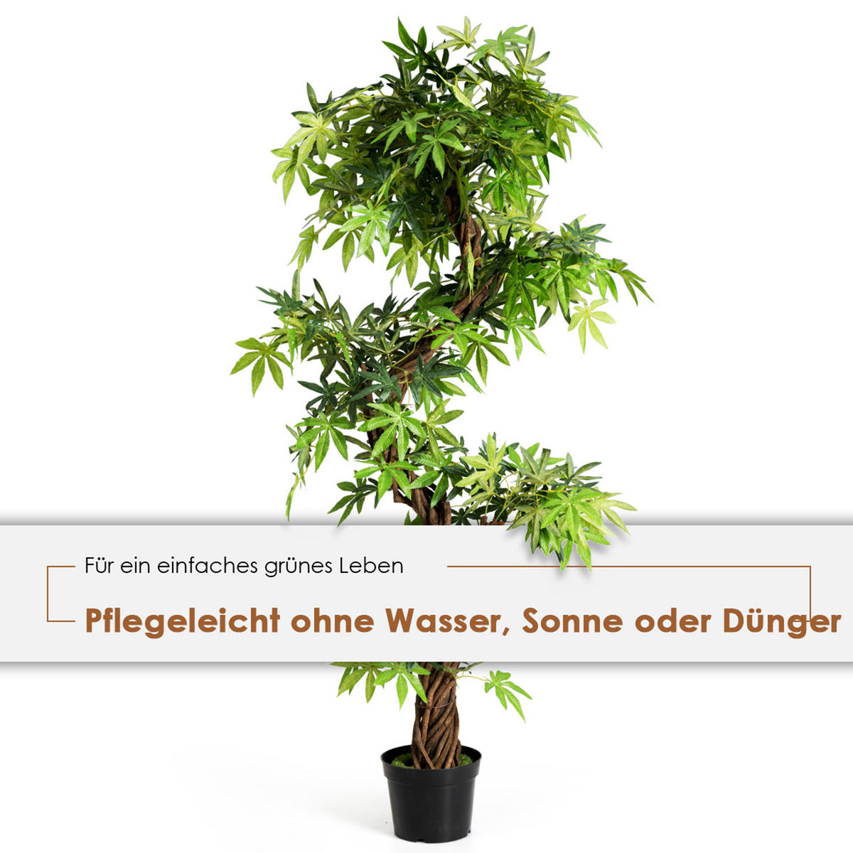 KUNSTPFLANZE Zimmerpflanze Deko Grün - Grün, Kunststoff (160cm) - COSTWAY