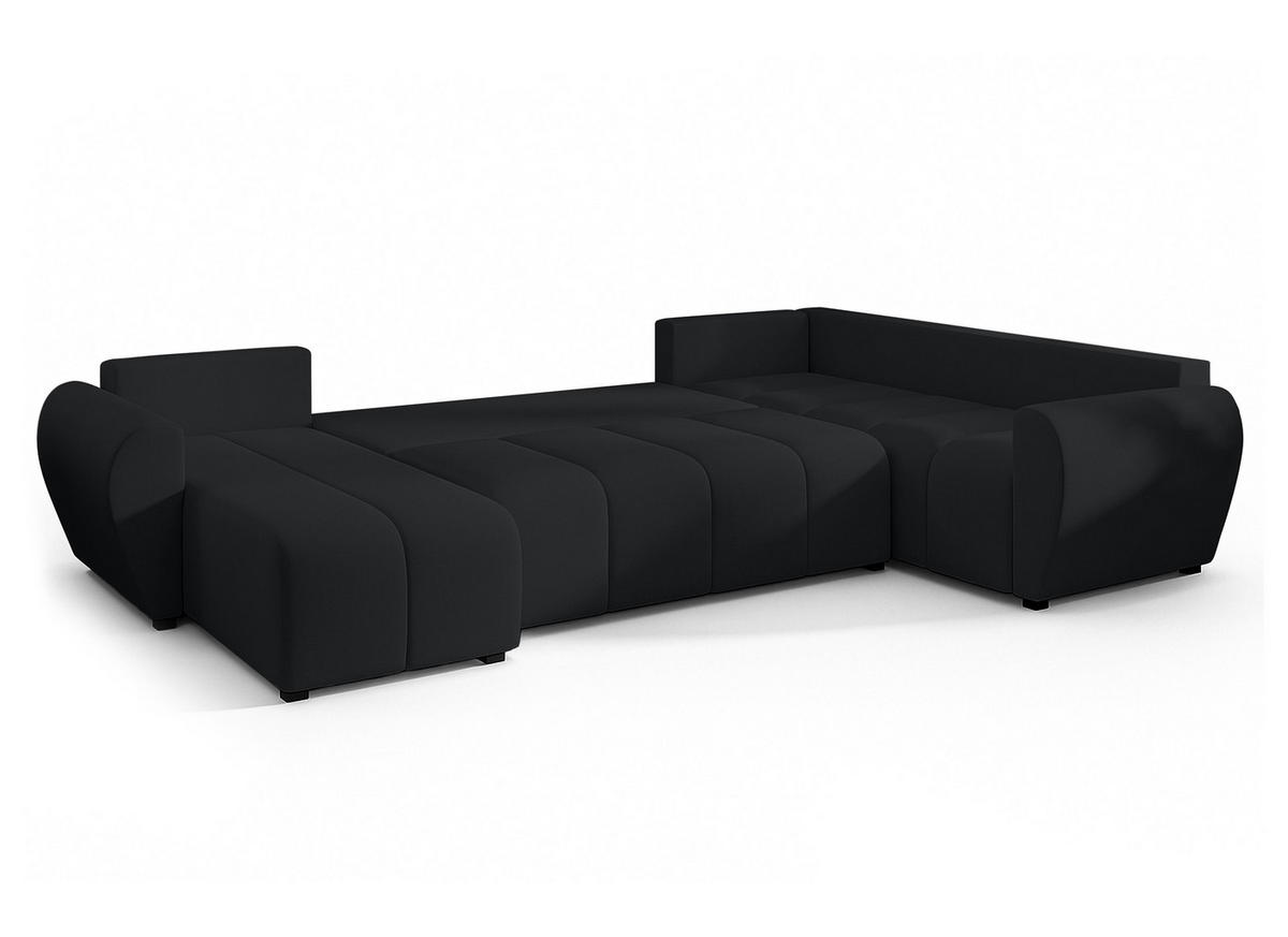 WOHNLANDSCHAFT Malatya U Form MAX Schwarz 311/145/82 cm mit Schlaffunktion - Schwarz, Kunststoff/Textil (208/82/303cm) - AX Living