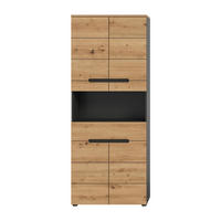 DOPPELSCHRANK für das Badezimmer, 4 Türen, 1 Schublade 34/193/76 cm - Eschefarben, Holzwerkstoff (34/193/43.5cm) - Calicosy