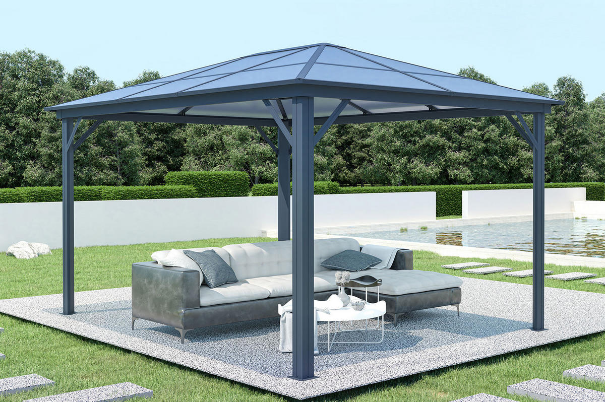 PAVILLON Grace Anthrazitgrau 4m x 3m - Grau, Metall (395/251/300cm) - Cazeboo
