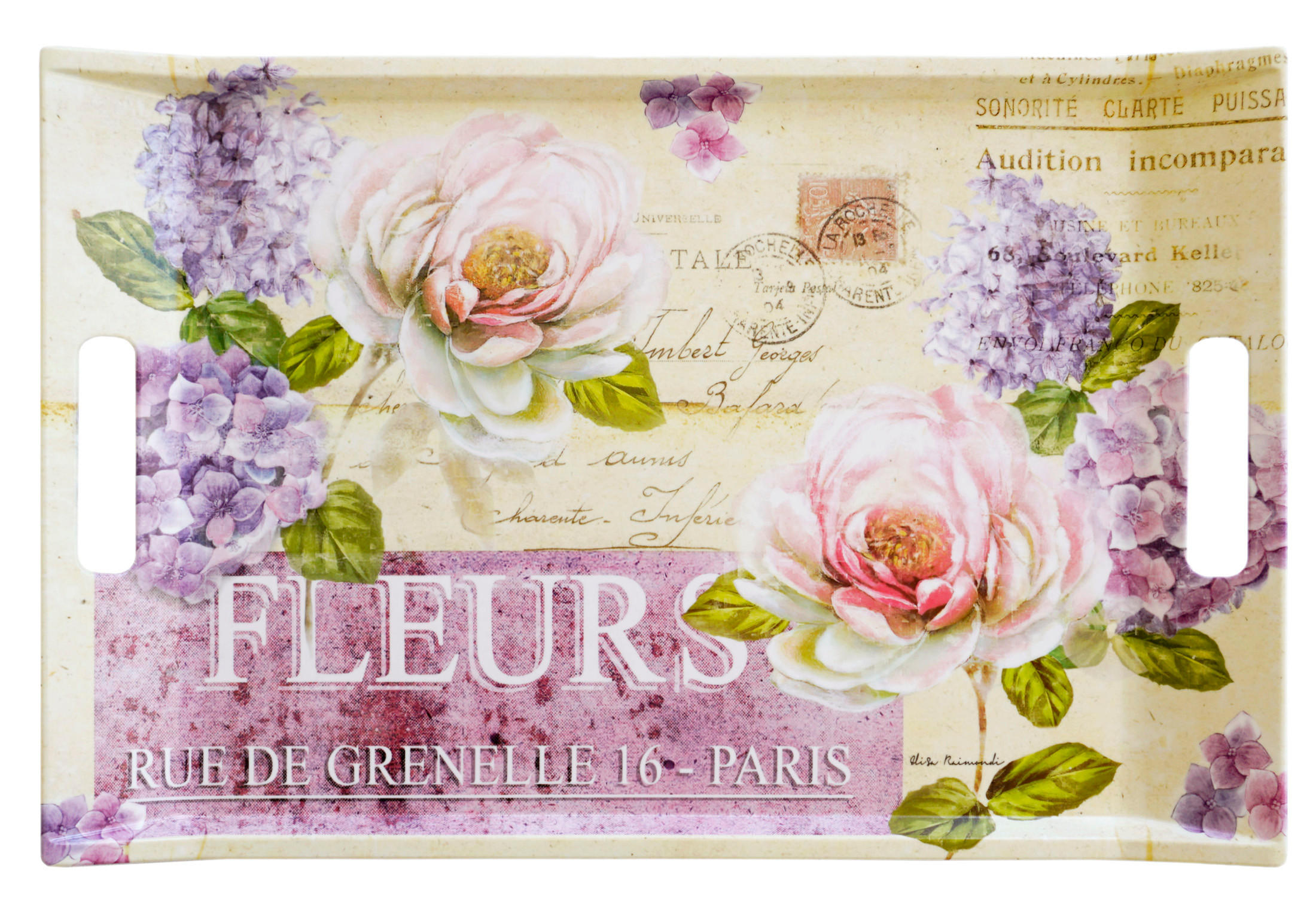 TABLETT Edelrose, rechteckige Serviertablett mit Griff 47x31 cm - Rosa, Kunststoff (31/3/47cm) - Lashuma