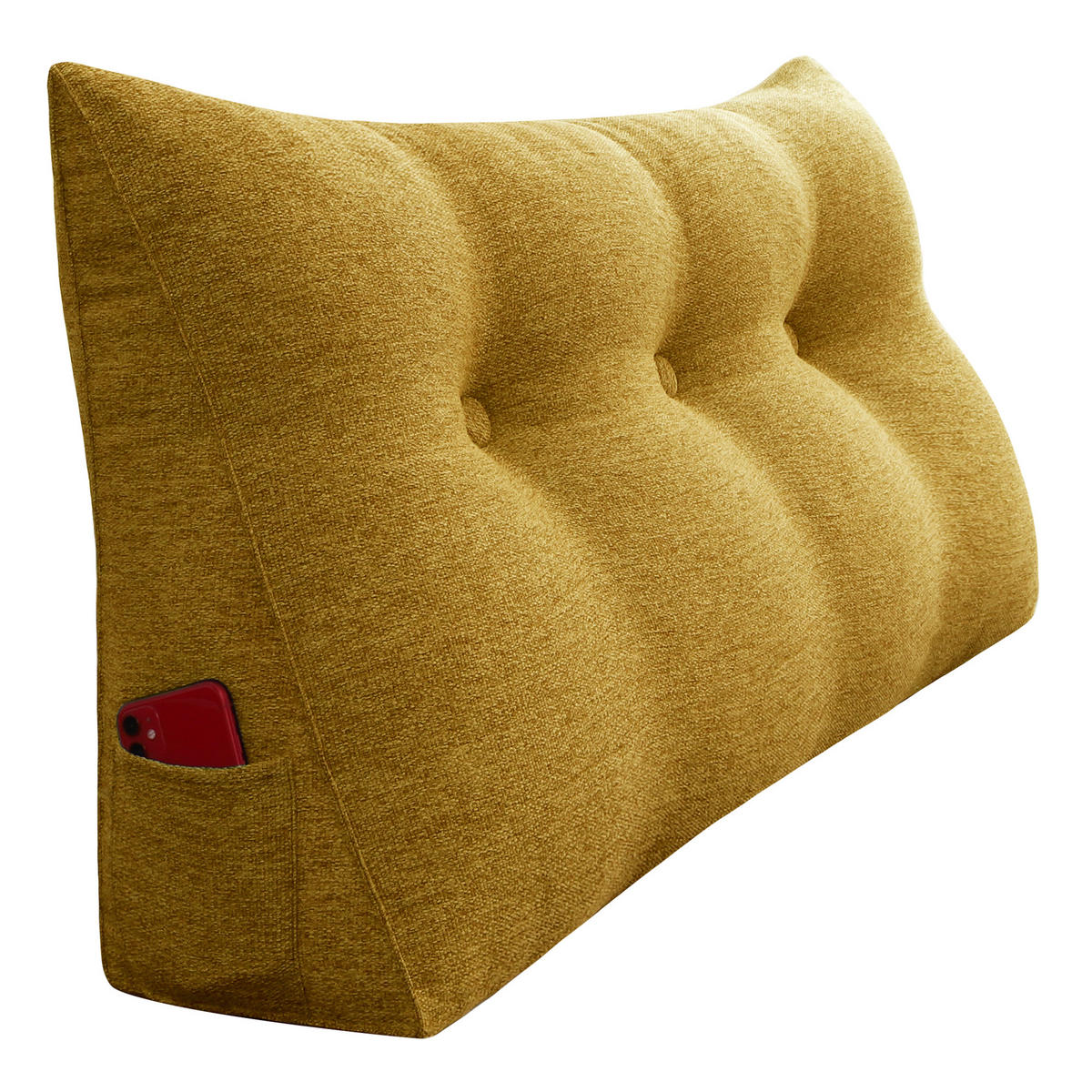 RÜCKENKISSEN für Bett Leinenlook Gelb 100 cm - Gelb, Textil (50/100cm) - Vercart