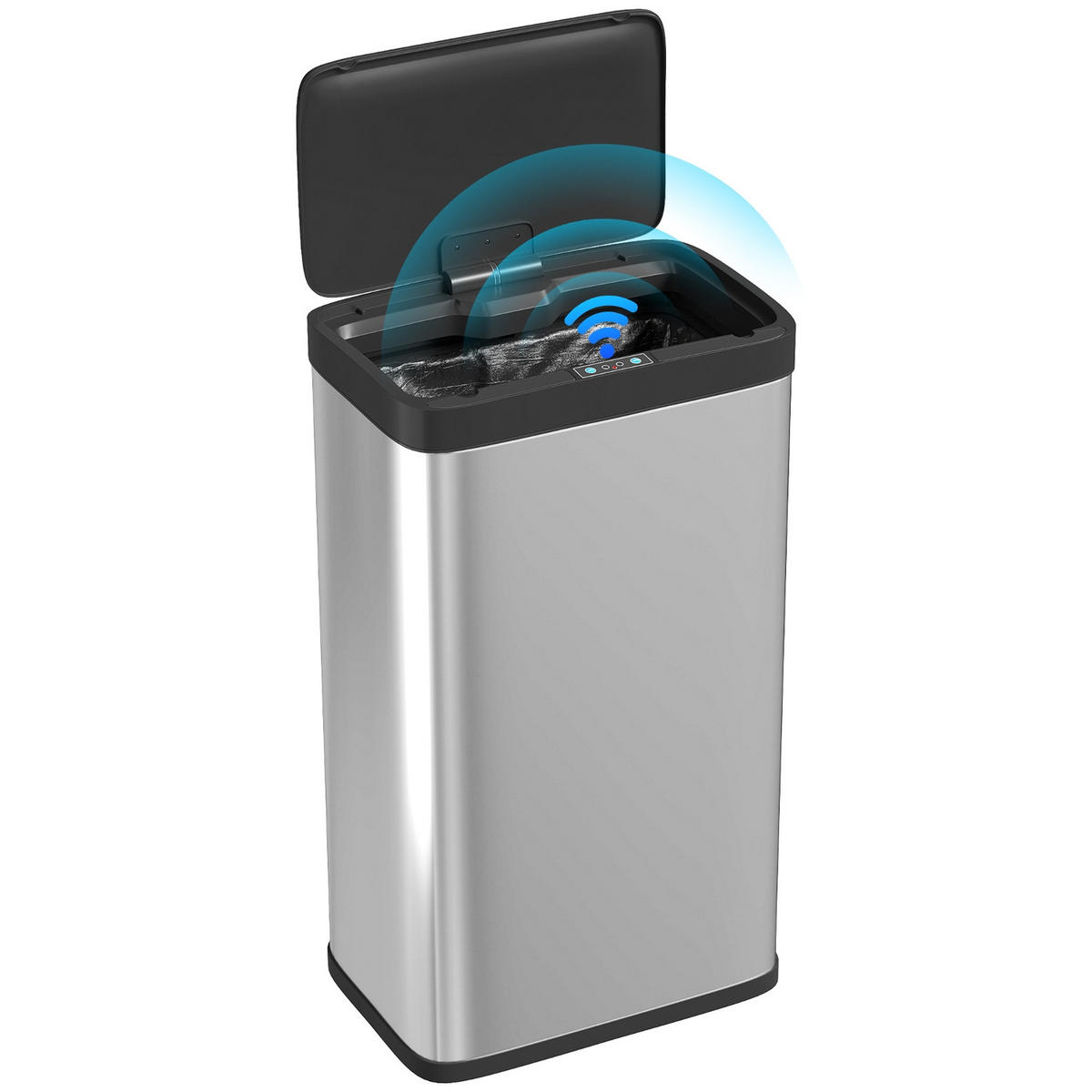 MÜLLEIMER SENSOR 45L 38/25,5/67,5 cm Edelstahl Silber Soft-Close - Silberfarben, Metall (25.5/67.5/38cm) - Rolipo