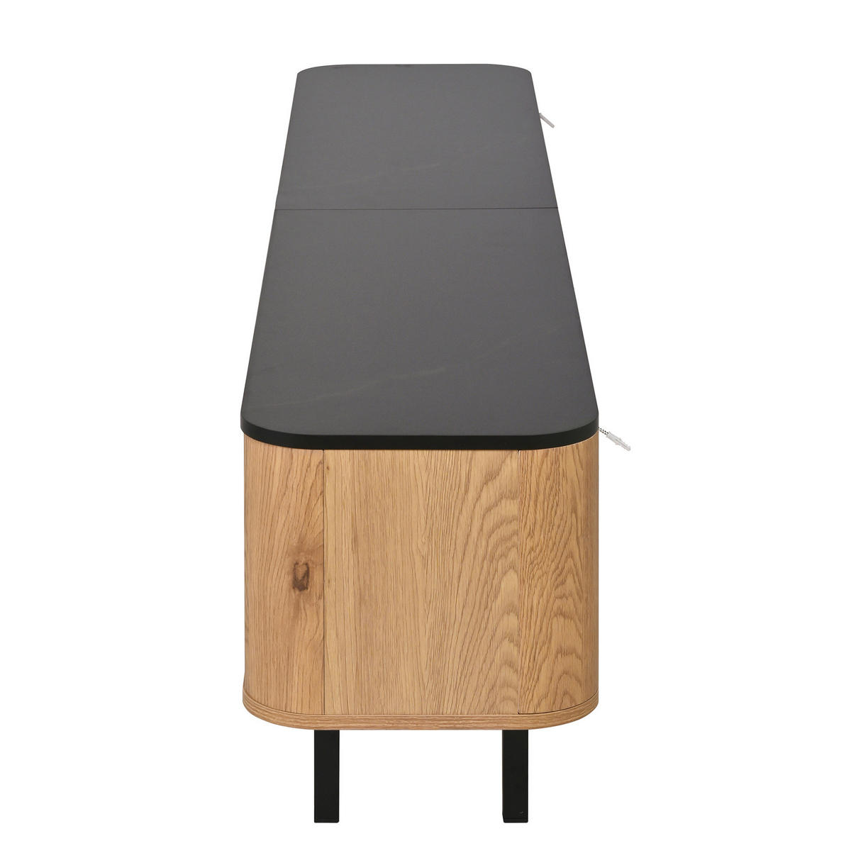 TV stolík 190/35/45 cm dubový z MDF a drevotriesky s mriežkovými dvierkami a úložným priestorom - hnedá, kompozitné drevo (190/45/35cm) - OKWISH