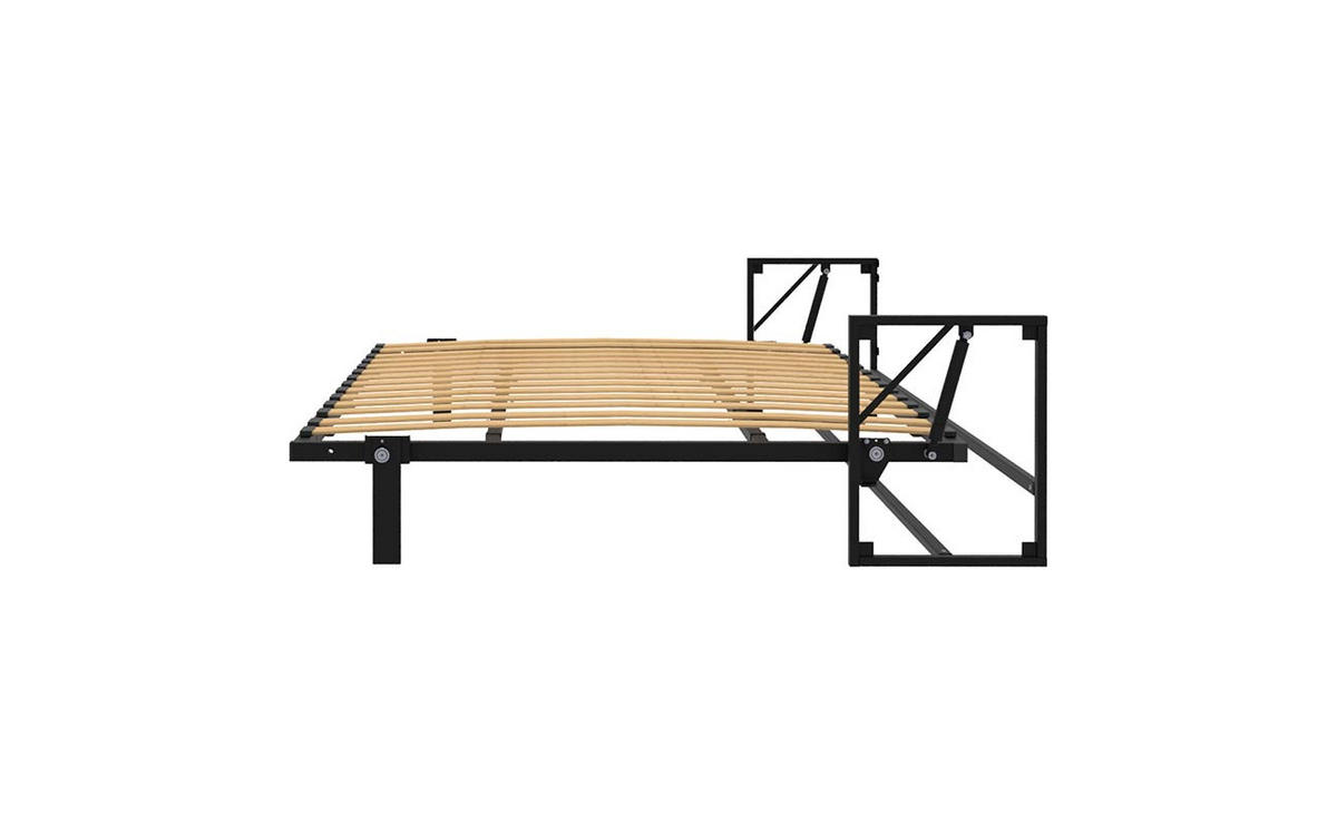 WANDBETT Morphy Classik Modulares SizeFlex- und TypeFlex-System - 190x140 Horizontal - Schwarz, Holz/Metall (190/140cm) - WallBedKing