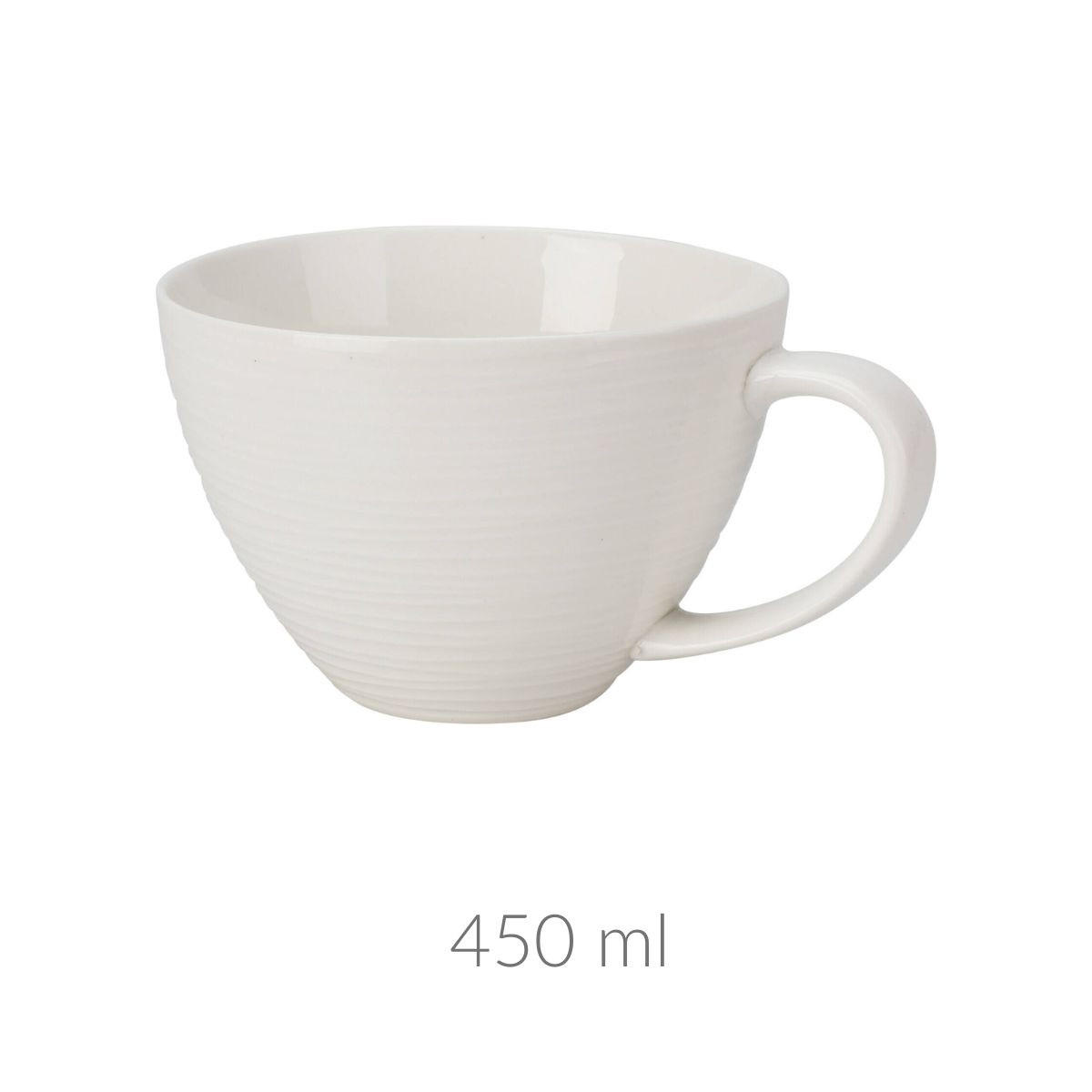 KAFFEETASSE aus Porzellan mit großem Henkel Weiß 450 ml 15/11,5/8 cm - Weiß, Keramik (0.45L) - Home Styling Collection