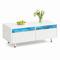 COUCHTISCH aus MDF 110x50x40 cm Weiß mit 2 Schubladen und LED-Beleuchtung - Weiß, Holzwerkstoff (110/50/40cm) - IVMEU