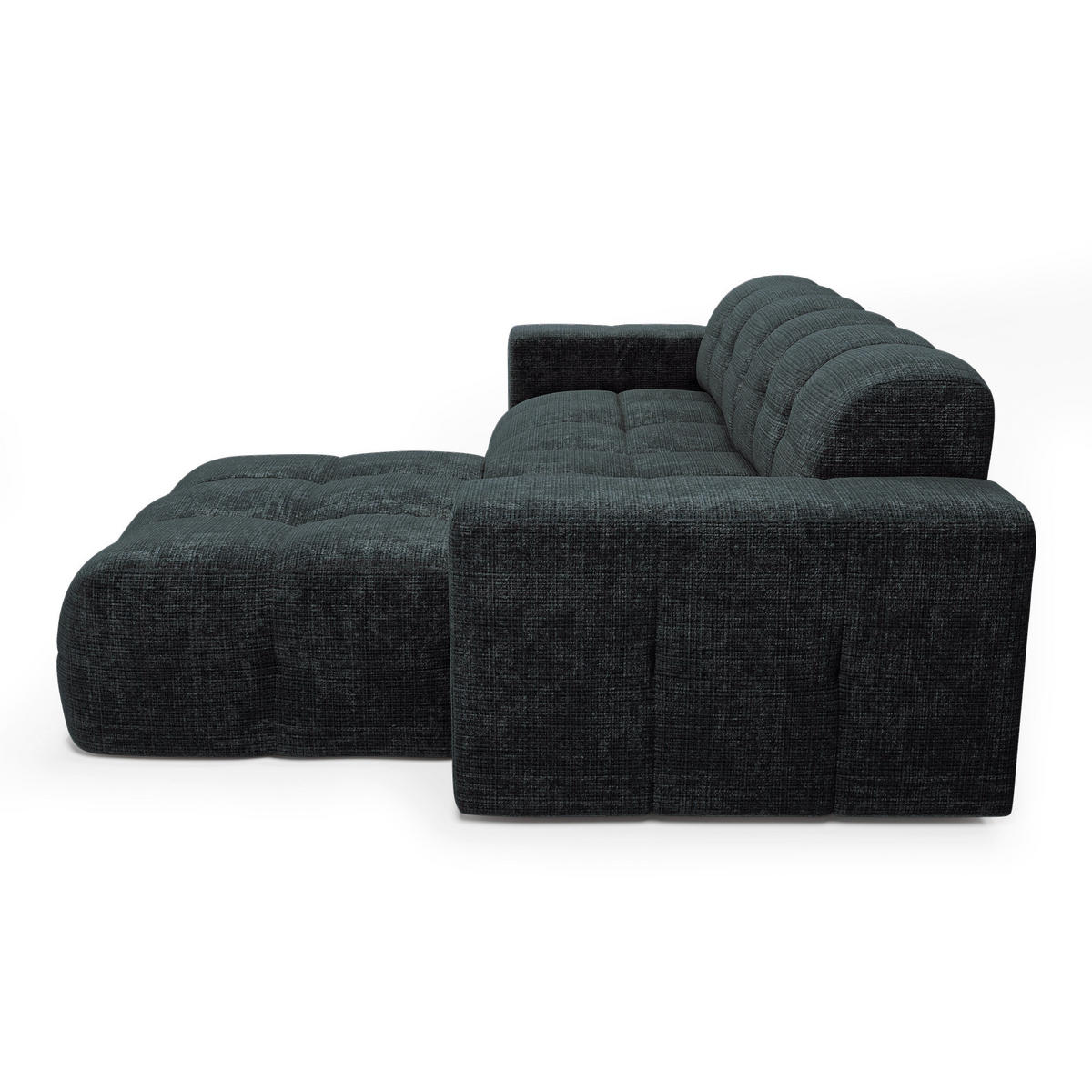 ECKSOFA RECHTS geprägter Samt Anthrazitgrau 230cm - Dunkelgrau/Anthrazit, Textil (155/230cm) - Sia Home