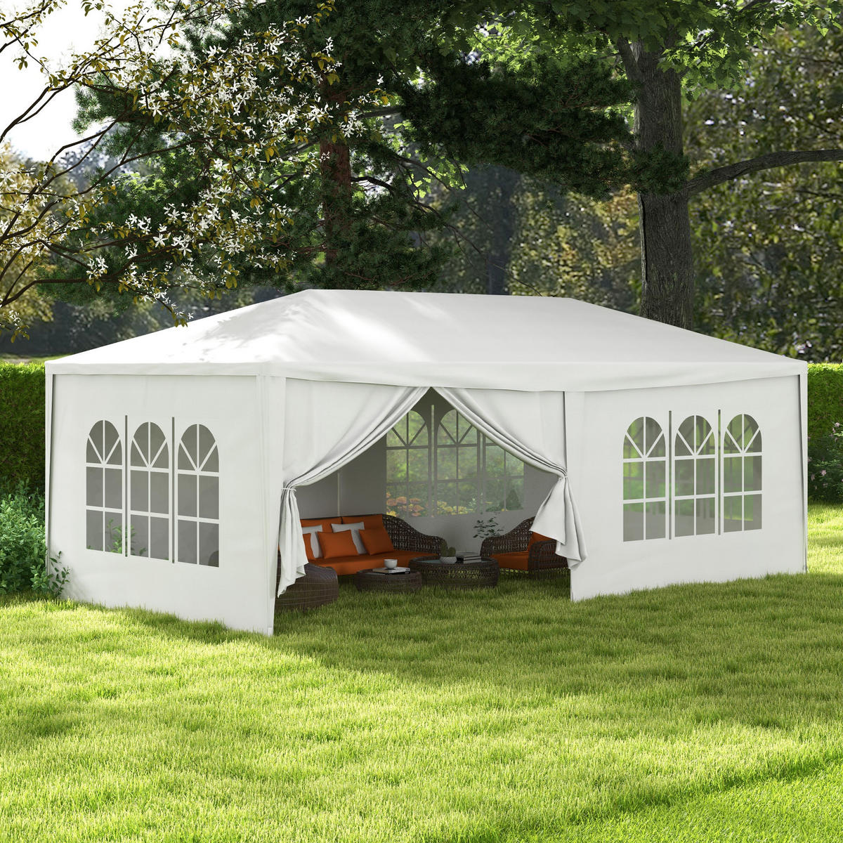 GARTENPAVILLON, abnehmbare Türen+Fenster, weiß - Weiß, Kunststoff (27/21/115cm) - Vallsero