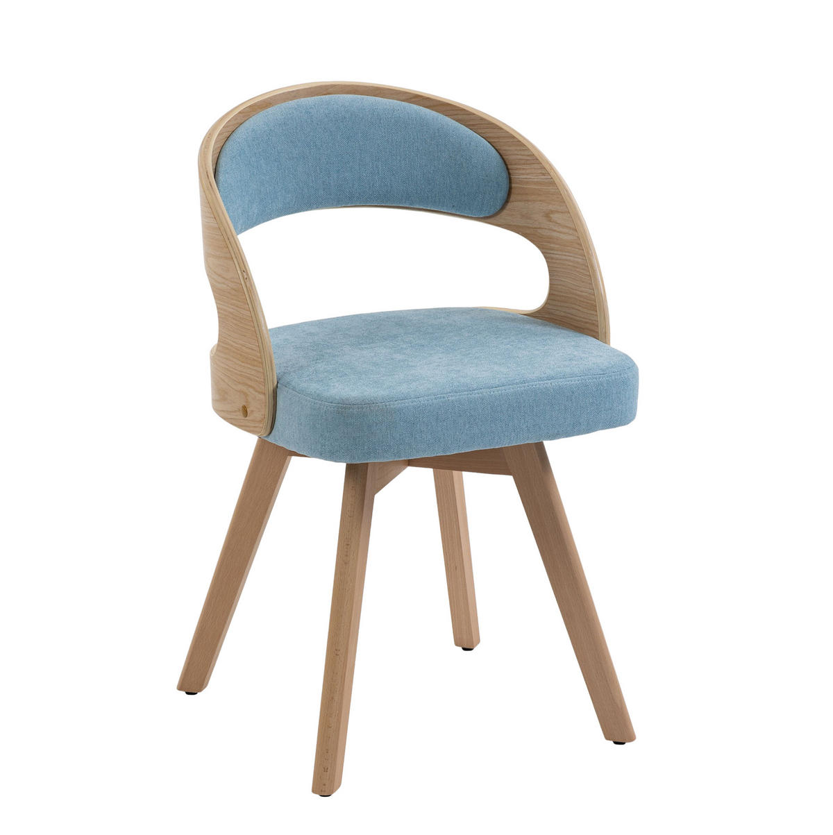 ESSZIMMERSTUHL drehbar ca. 44 x 41 x 75 cm Leinen Blau - Blau, Holz (44/72/41cm) - Meubliv