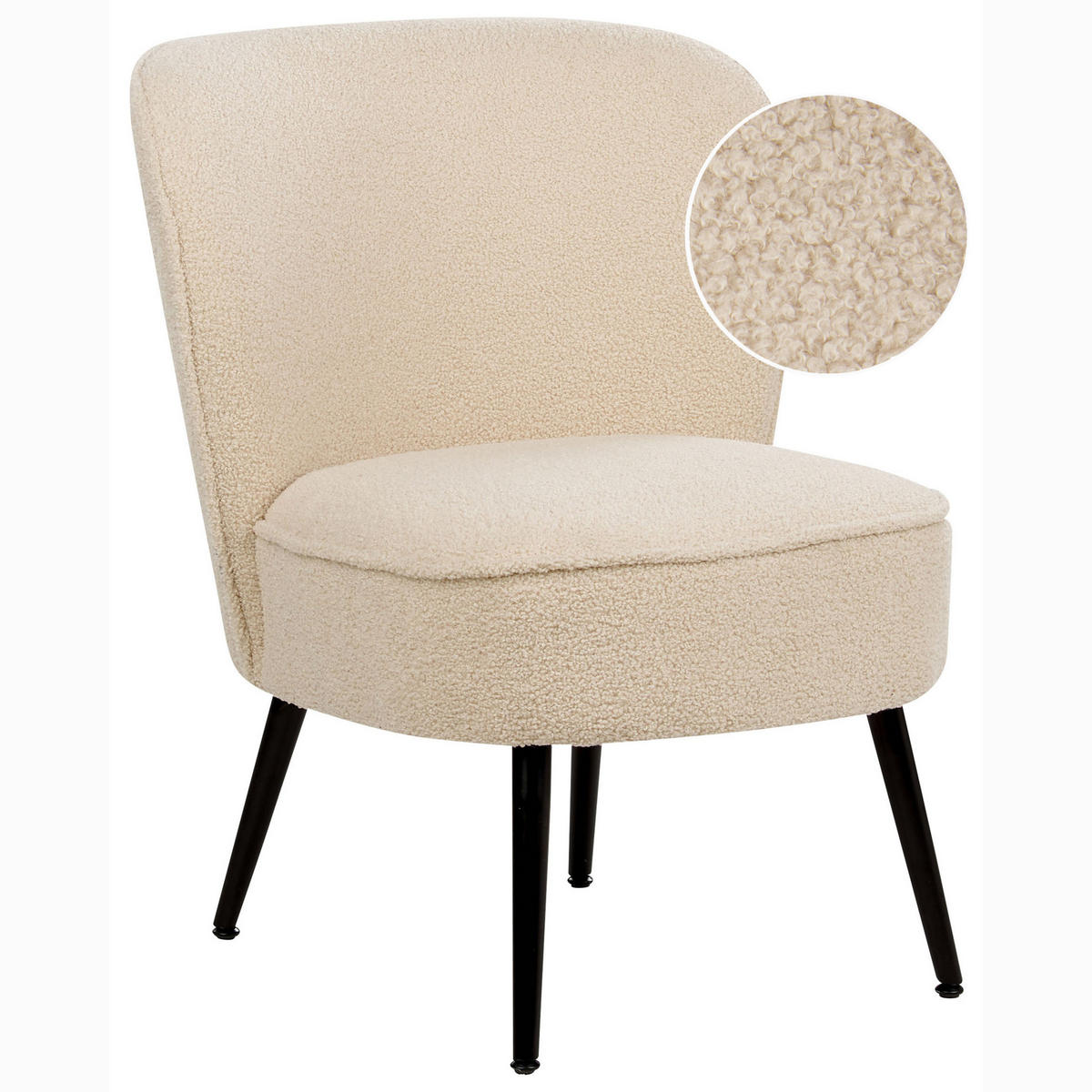 SESSEL Bouclé Helles Beige Voss - Beige/Schwarz, Textil (60/76/52cm) - Beliani