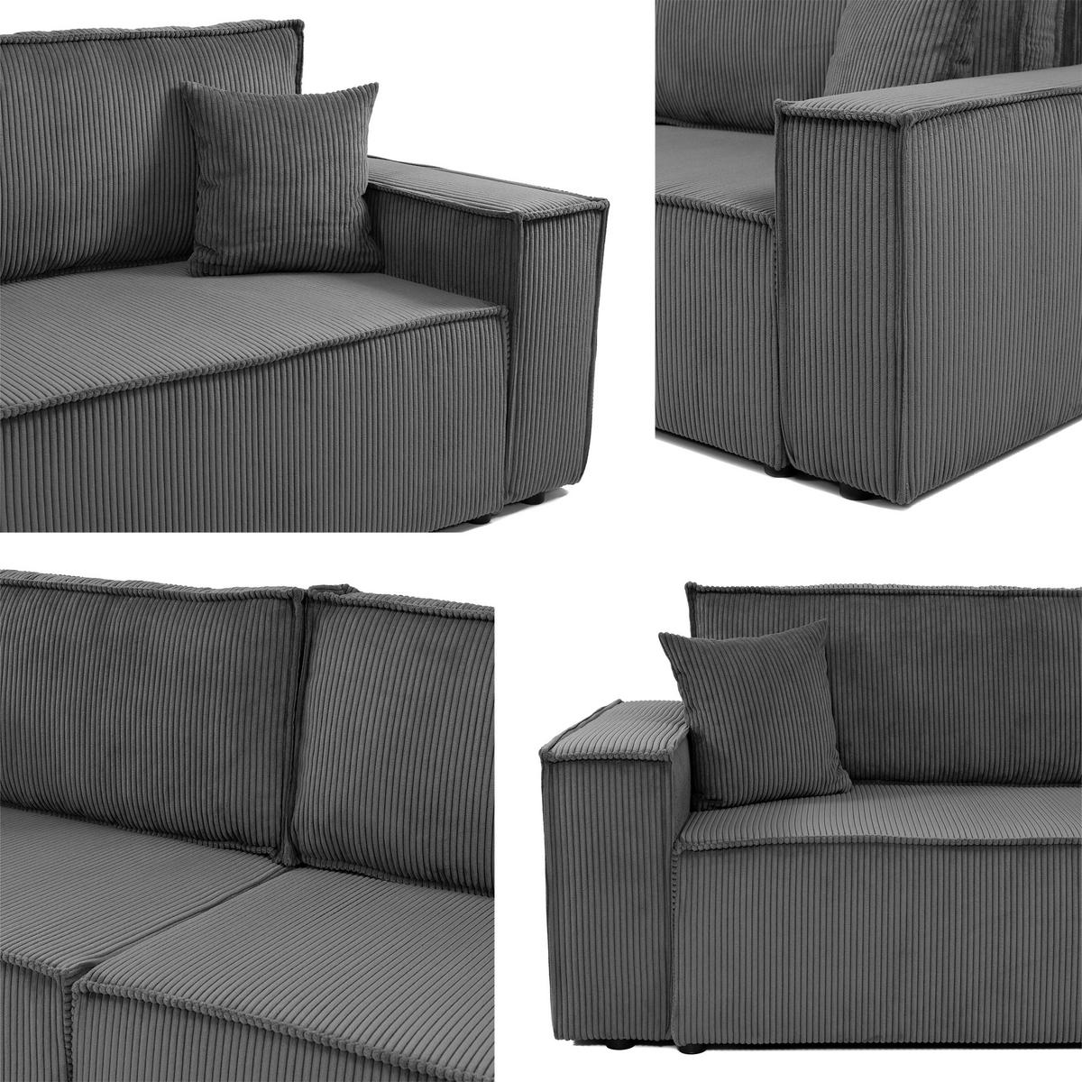 SCHLAFSOFA Karl Cord - Schwarz/Naturfarben, Holz/Kunststoff (245/82/90cm) - MIRJAN24