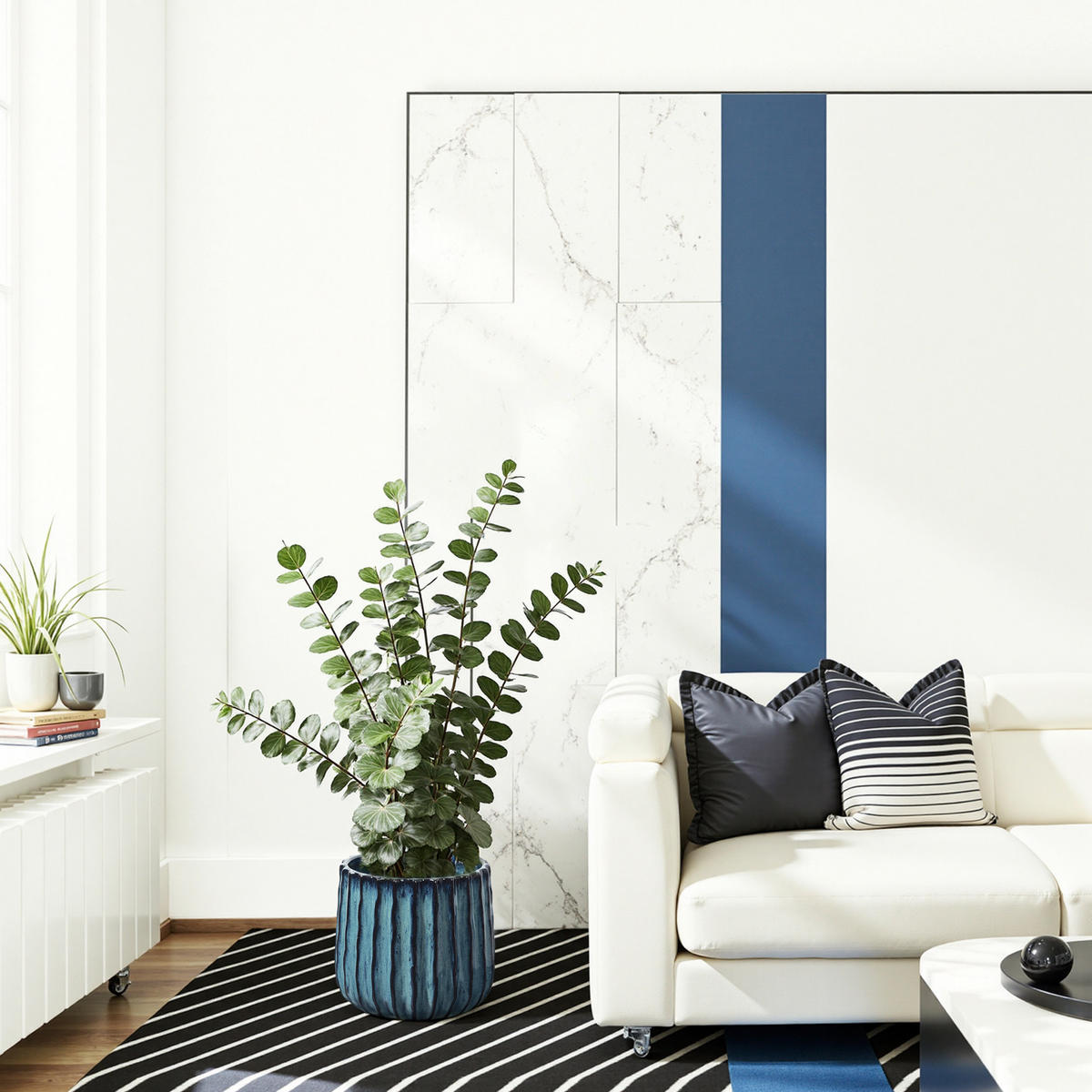 BLAUER Keramik-Blumentopf, Durchmesser 21 cm, Höhe 21,5 cm - Blau, Keramik (21cm) - Hometopia