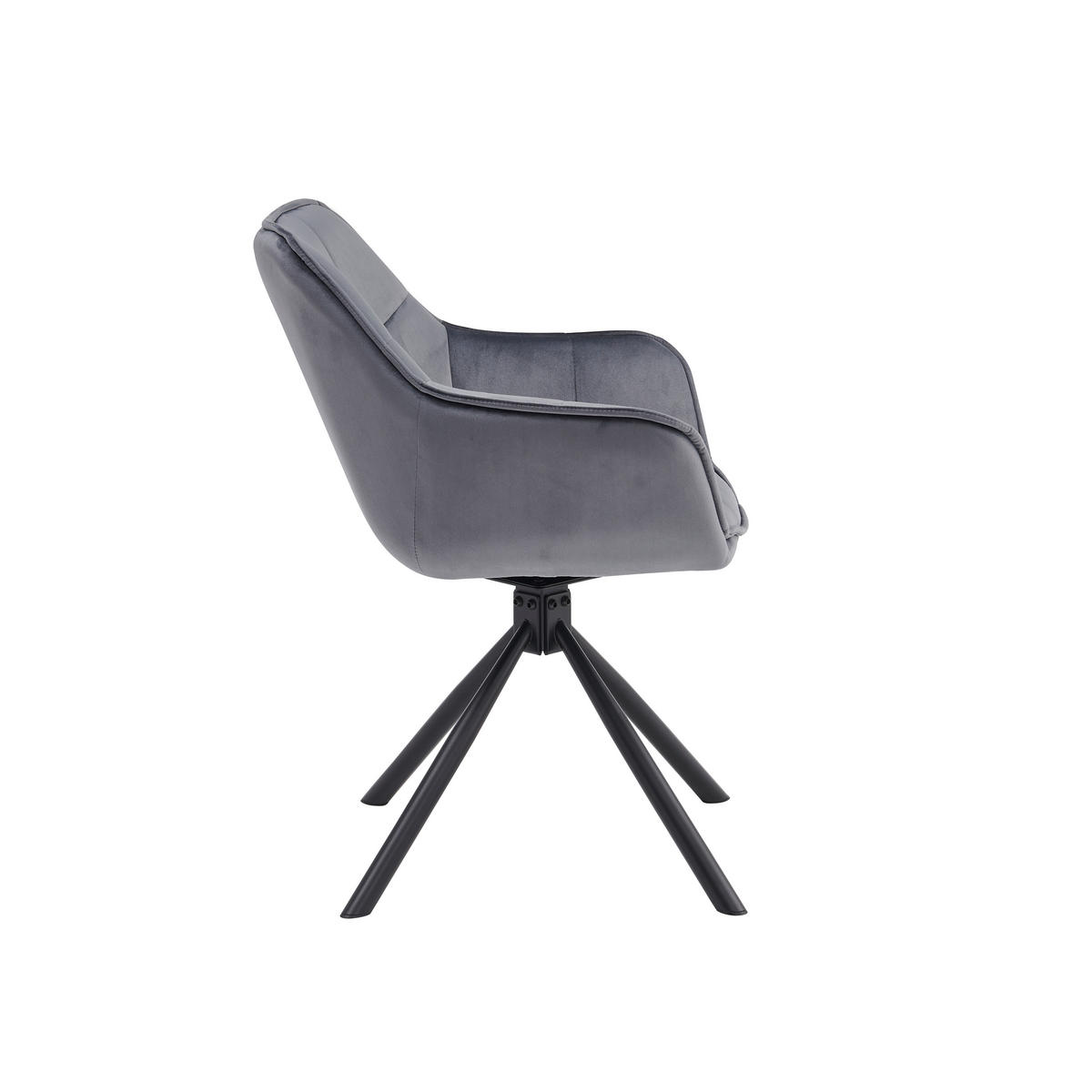 DREHSTUHL Drehsessel Samt mit Armlehne, 180° drehbar, 1 Stück, Beige - Beige/Schwarz, Metall (58/82/60cm) - AN Furniture Store