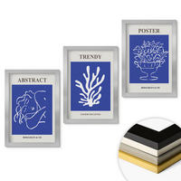 WANDBILDER 3er Set - 20x30 cm Silberner Rahmen - Stilvolle blaue Poster - Silberfarben, Kunststoff (20/30cm) - ArtPrintCave