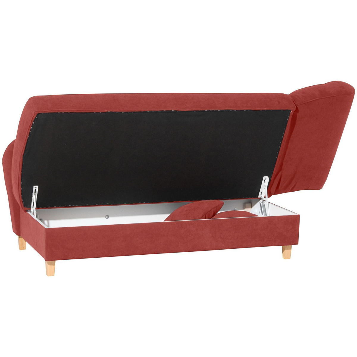 RECAMIERE mit Armteil rechts klappbar Katia Bezug Veloursstoff Buche natur / terracotta - Rot, Kunststoff (190/82/88cm) - 58aufmkessel