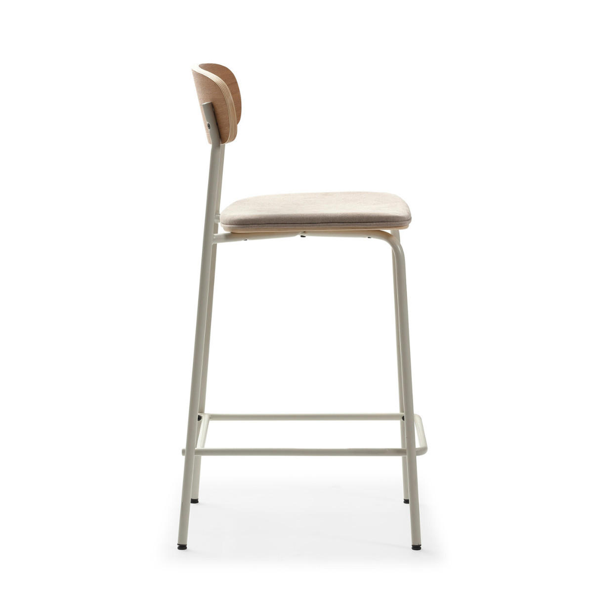 BARHOCKER (Set aus 2) aus Stoff mit schwarzen Metallbeinen - adriana 42/48/66 cm - Beige, Textil (48/66/42cm) - Calicosy