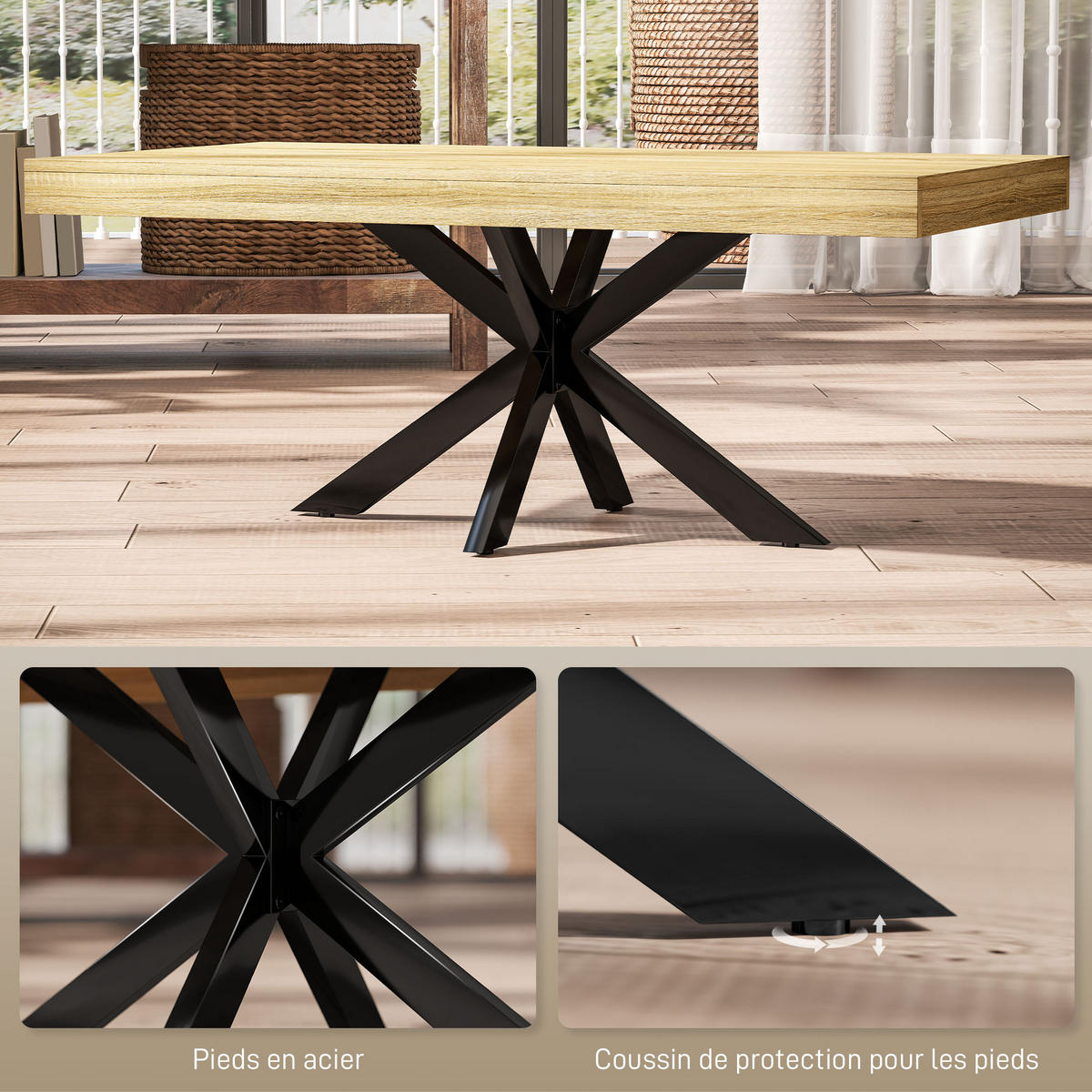 COUCHTISCH DE-15761 industrieller Stil Holzfarbe - Naturfarben, Holzwerkstoff (110/60/45cm) - ComfortXL