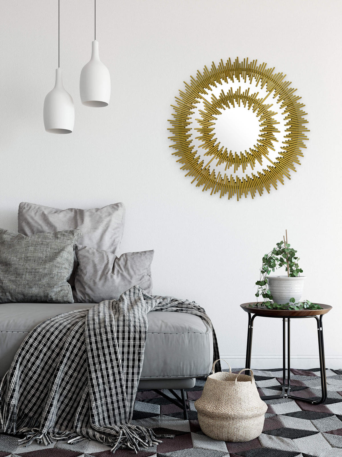 WANDSPIEGEL Gold 72/72 cm - Goldfarben, Metall (10.95/72/3cm) - KUNSTLOFT