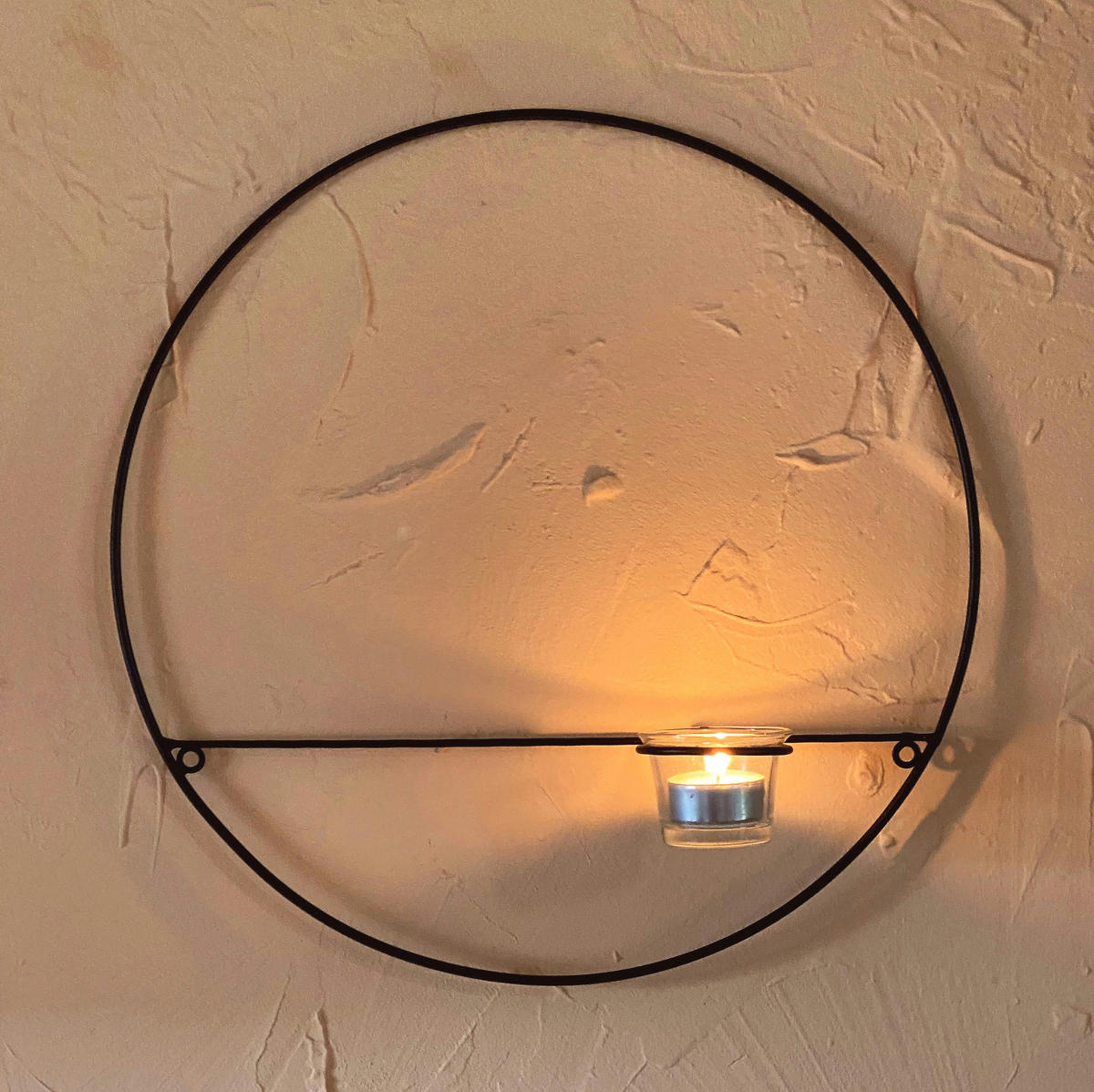 WANDTEELICHTHALTER Rund Metall Schwarz 36/7,5/36 cm - Schwarz, Metall (36cm) - DanDiBo