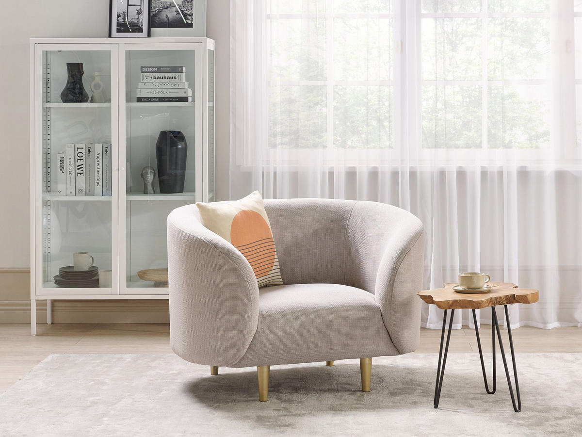SESSEL Polsterbezug beige/gold Loen - Beige/Goldfarben, Textil (105/79/70cm) - Beliani