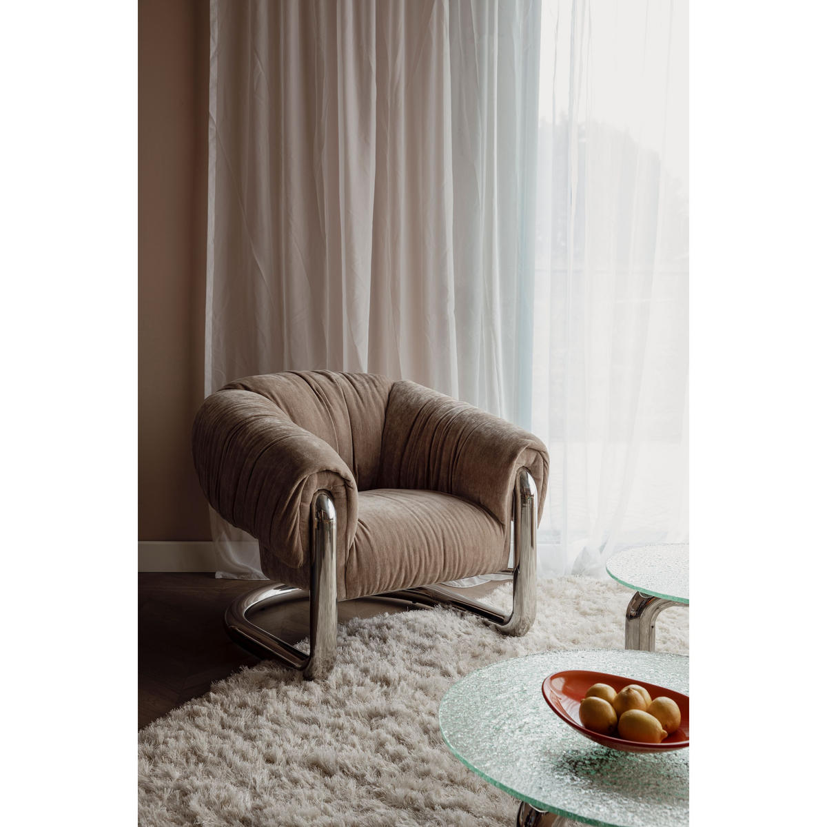 SESSEL Marly Beige - Beige/Silberfarben, Kunststoff (98/79/96cm) - Dutchbone
