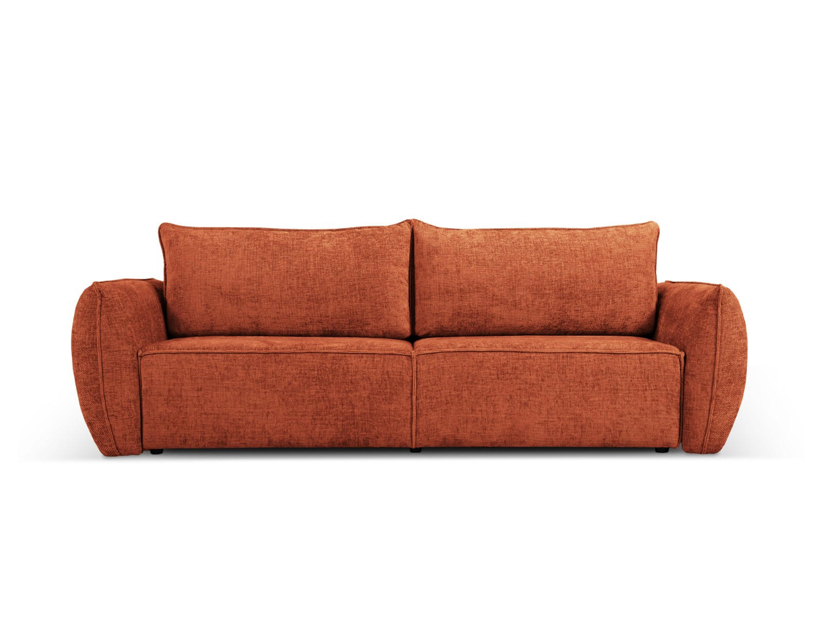 AUSKLAPPBARES-SOFA mit Bettkasten Kaelle aus Chenille-Stoff terrakotta 3 Sitzplätze - Terra cotta, Textil (97/91/244cm) - Micadoni