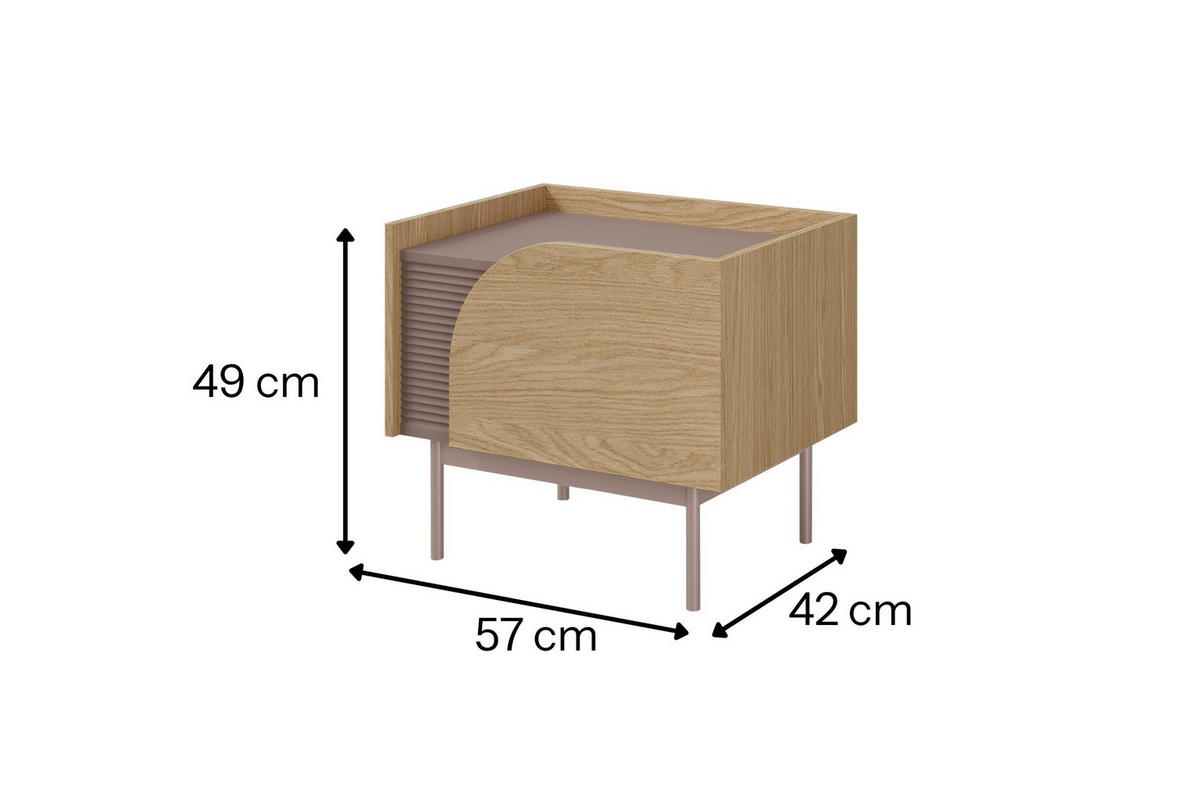 NACHTTISCH CARLO 13 57/49/42 cm in Frühlingseiche / Toffee links - Eichefarben, Holzwerkstoff (57/49/42cm) - Deine Möbel 24
