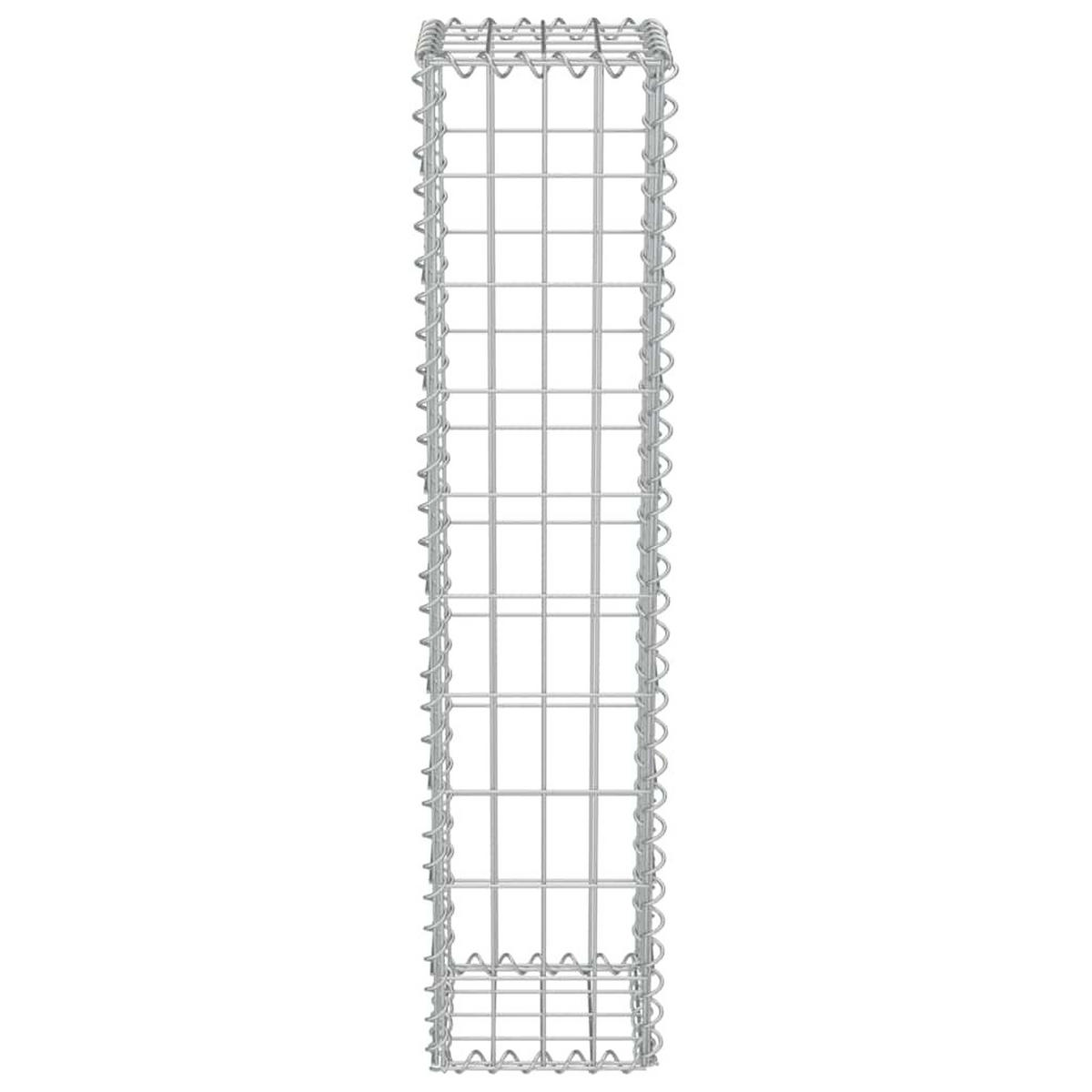 GABIONENWAND Mit Abdeckung Verzinkter Stahl 20/20/100 Cm - Silberfarben, Metall (20/100cm) - vidaXL