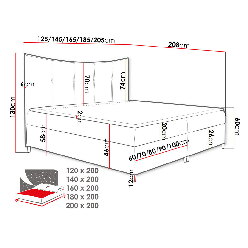 Thumbnail - Mirjan24 Boxbett, Braun, Holz, H3, 180x200 cm, Schlafzimmer, Betten, Boxspringbetten