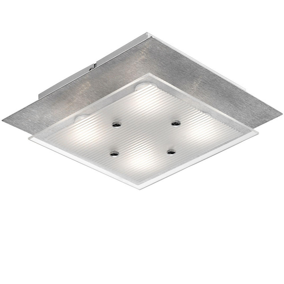 LED DECKENLEUCHTE Aluminium Silber gebürstet - Silberfarben, Glas (27/27/8cm) - Esto
