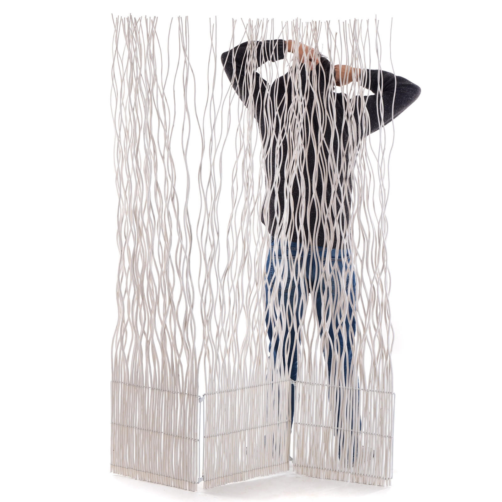 PARAVENT Wave 3 Weidenzweige weiß - Weiß, Naturmaterialien (120/170/6cm) - DESIGN DELIGHTS